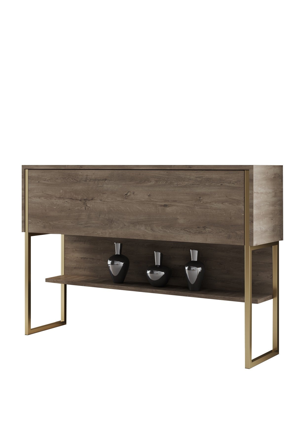 Modern Walnut Sideboard Luxury 120x80x30 - Golden Frame - One Compartment