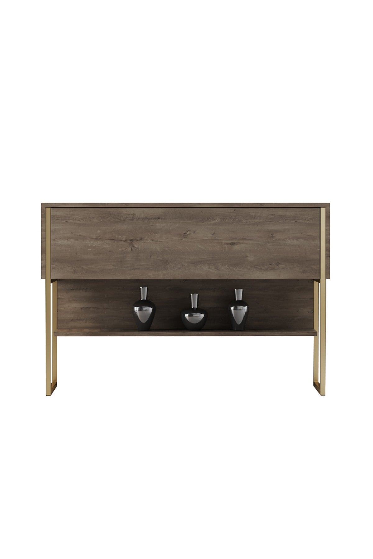 Modern Walnut Sideboard Luxury 120x80x30 - Golden Frame - One Compartment