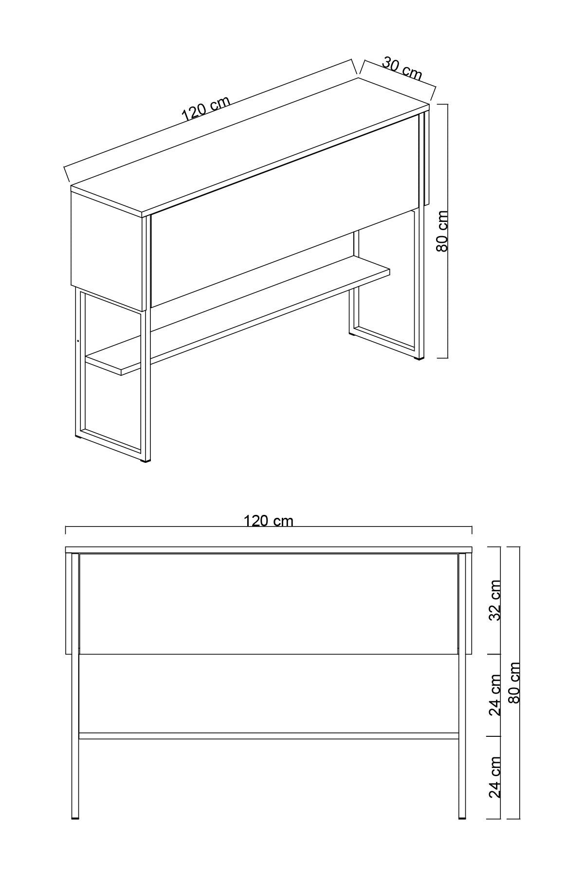 Modern Sideboard White Luxury 120x80x30 - Silver Frame - One Compartment