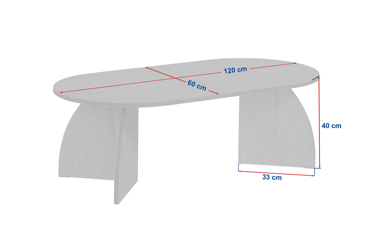 Melina salontafel travertin ovaal 120 cm Met melamine gecoat houtcomposiet