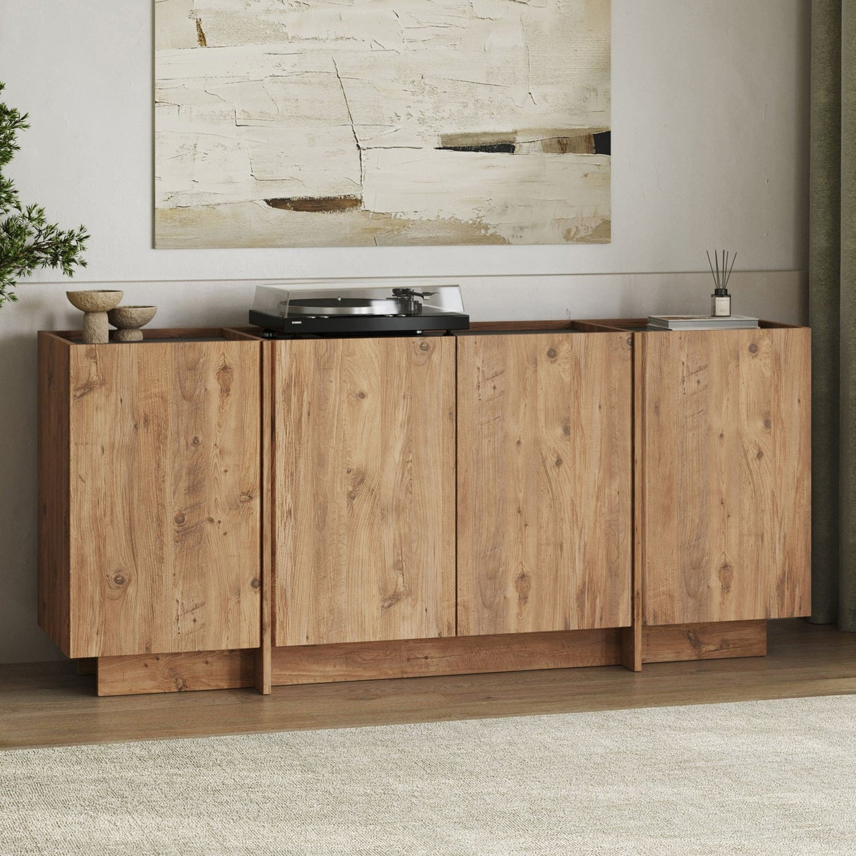 Dorma side table in oak look 180 cm Atlantic Pine and anthracite Melamine coated wood