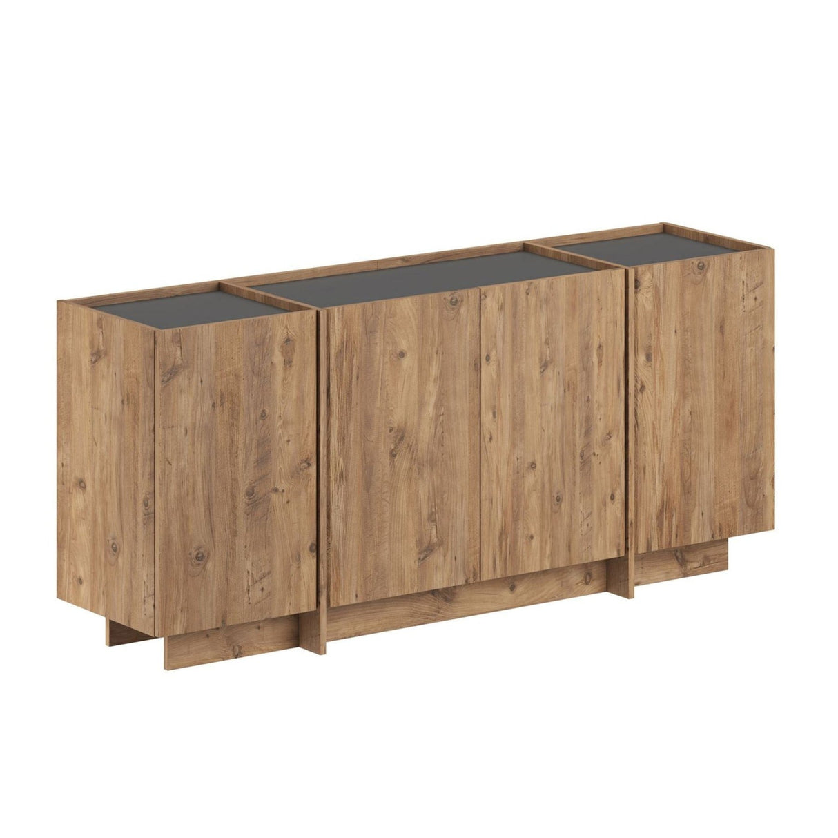 Dorma side table in oak look 180 cm Atlantic Pine and anthracite Melamine coated wood