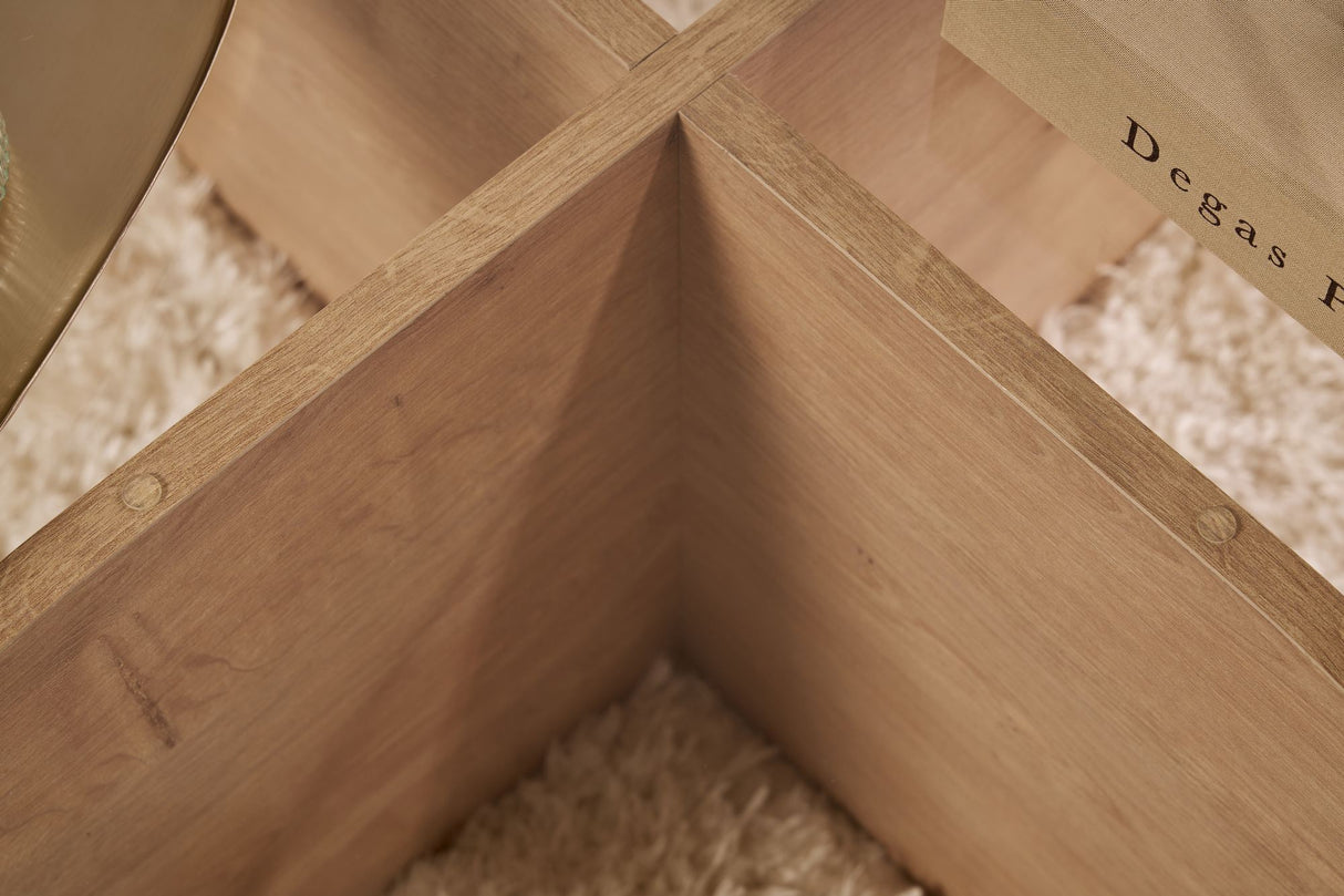 Aris Round Coffee Table 75 cm Glass - Melamine Oak