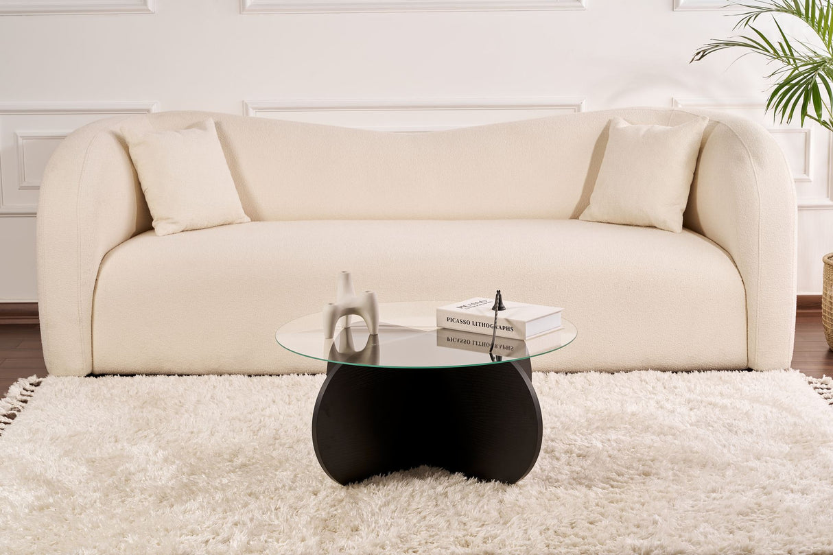 Aris Round Coffee Table 75 cm Tinted Glass - Black Base