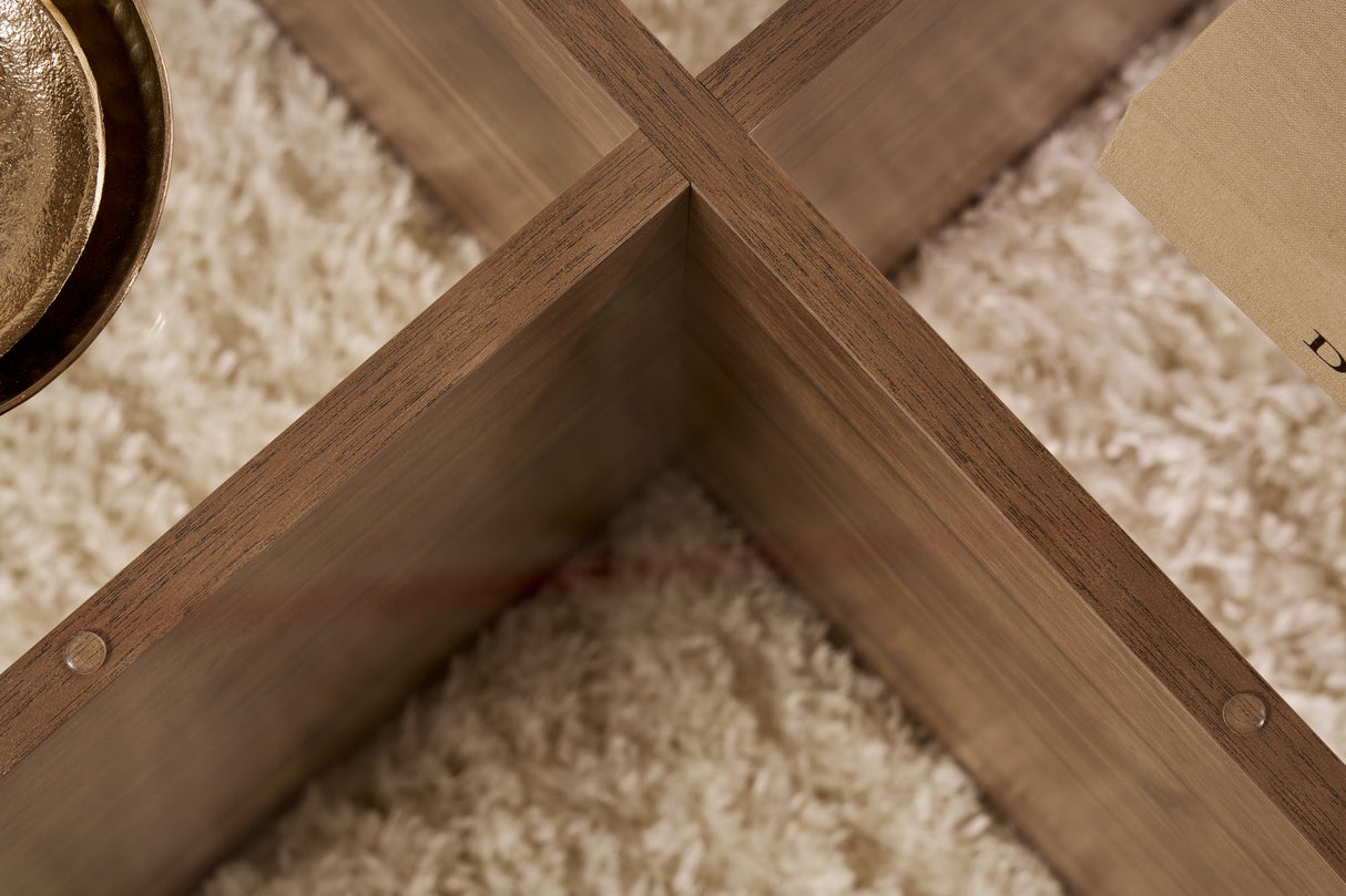 Round Coffee Table Glass Aris - Walnut Melamine Base