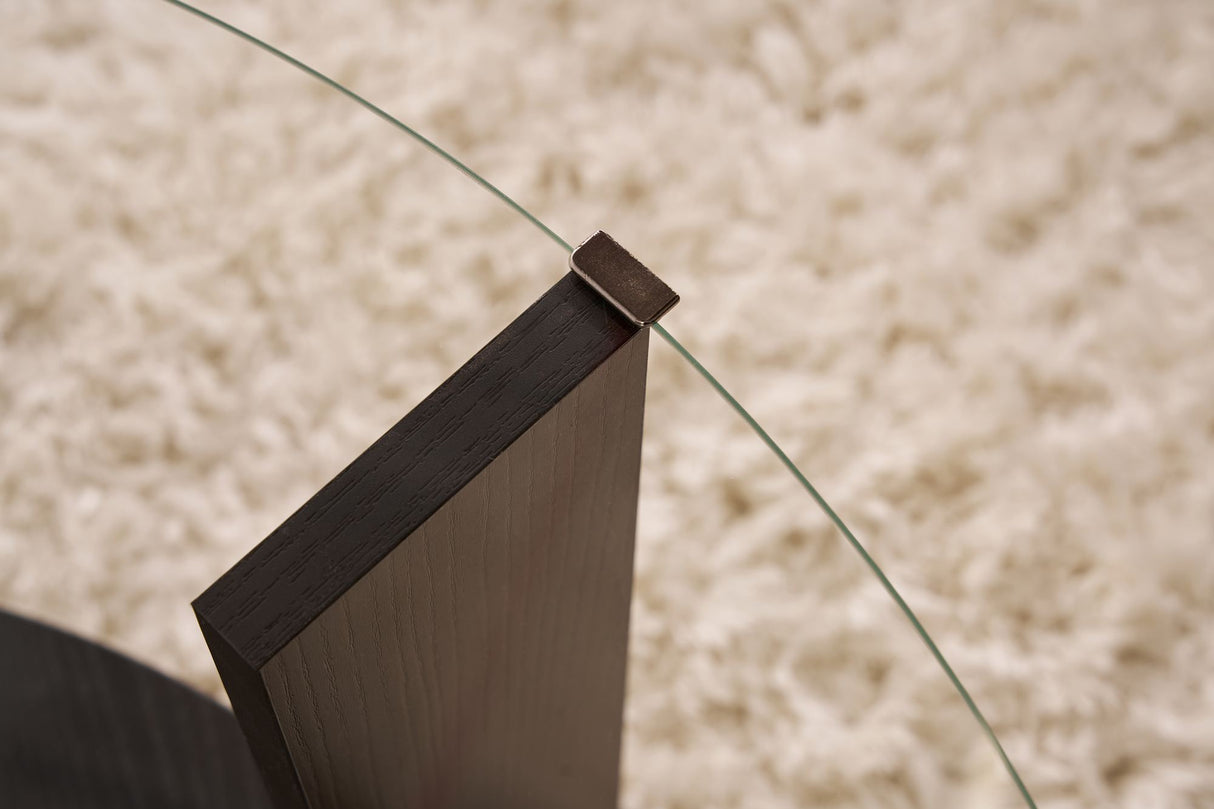 Cairo Coffee Table Round Ø75 cm Black Wood - Smoke Glass 75x75 cm