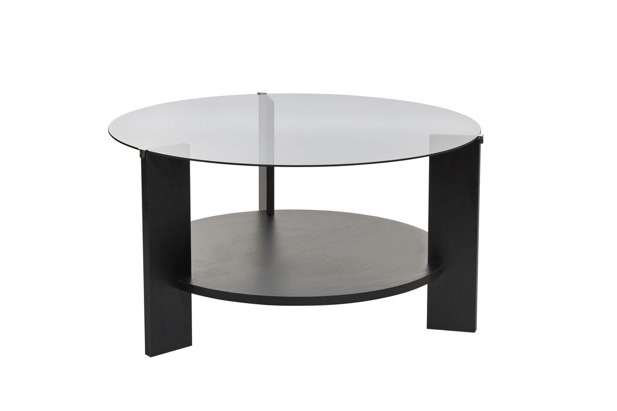 Cairo Coffee Table Round Ø75 cm Black - Smoke Glass 75x75 cm