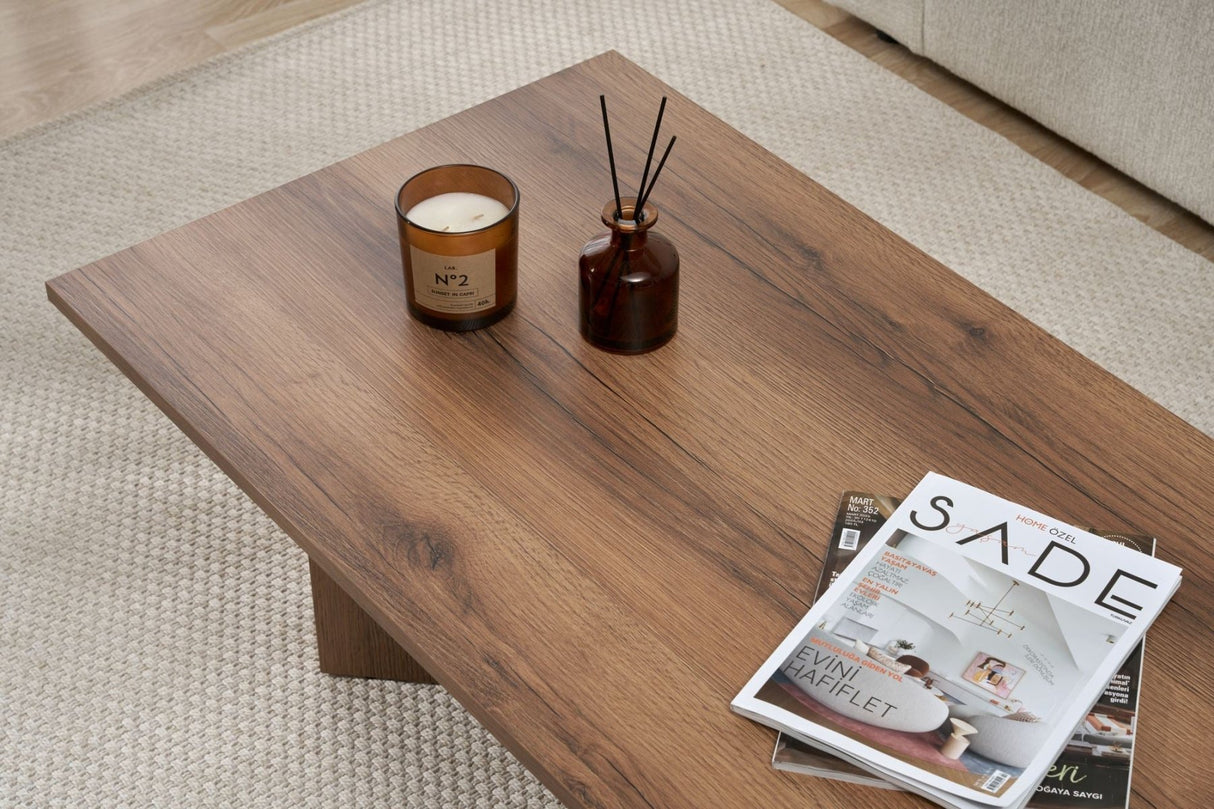 Living room table Sabin Walnut 119x60 cm Melamine