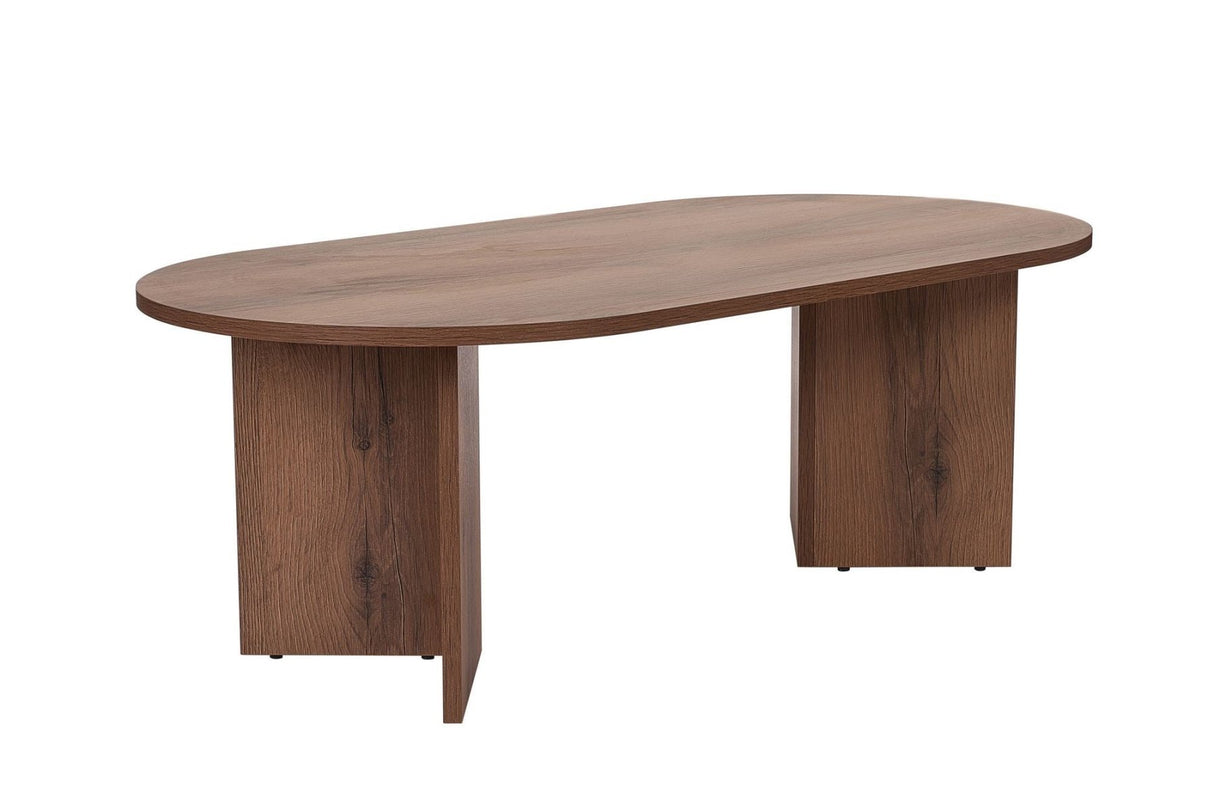 Coffee table walnut melamine arc shape Koda 119x60 cm