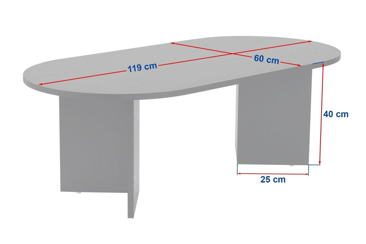 Coffee table walnut melamine arc shape Koda 119x60 cm