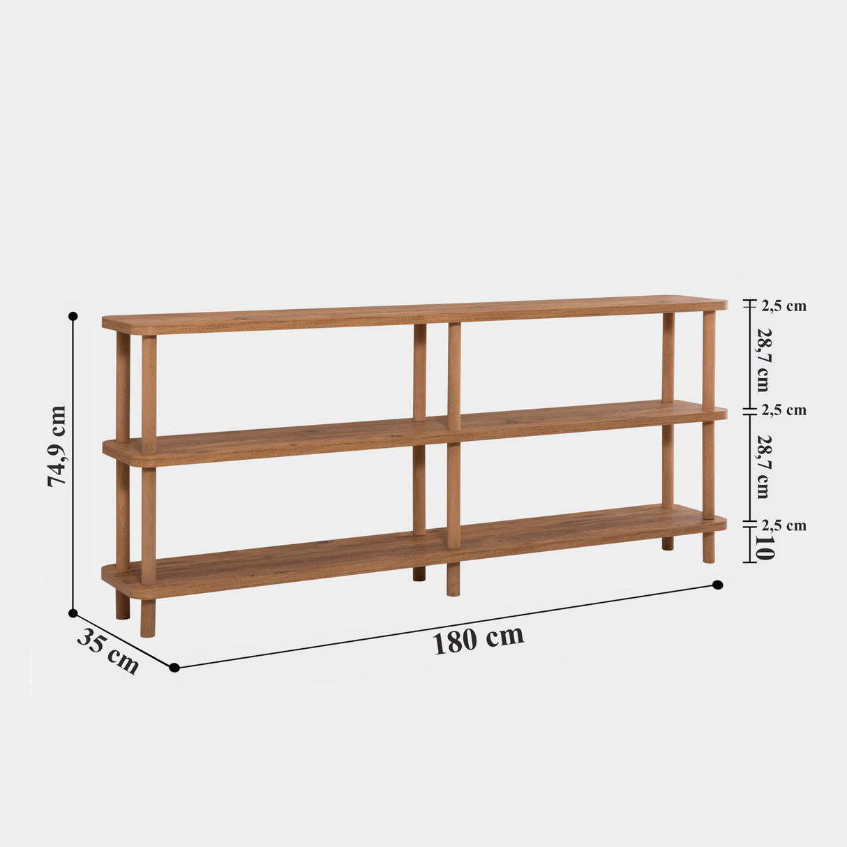 Wandkasten - Wandkast Zen Atlantisch Dennenhout Melamine 180x74,9x35 cm - Dimehouse