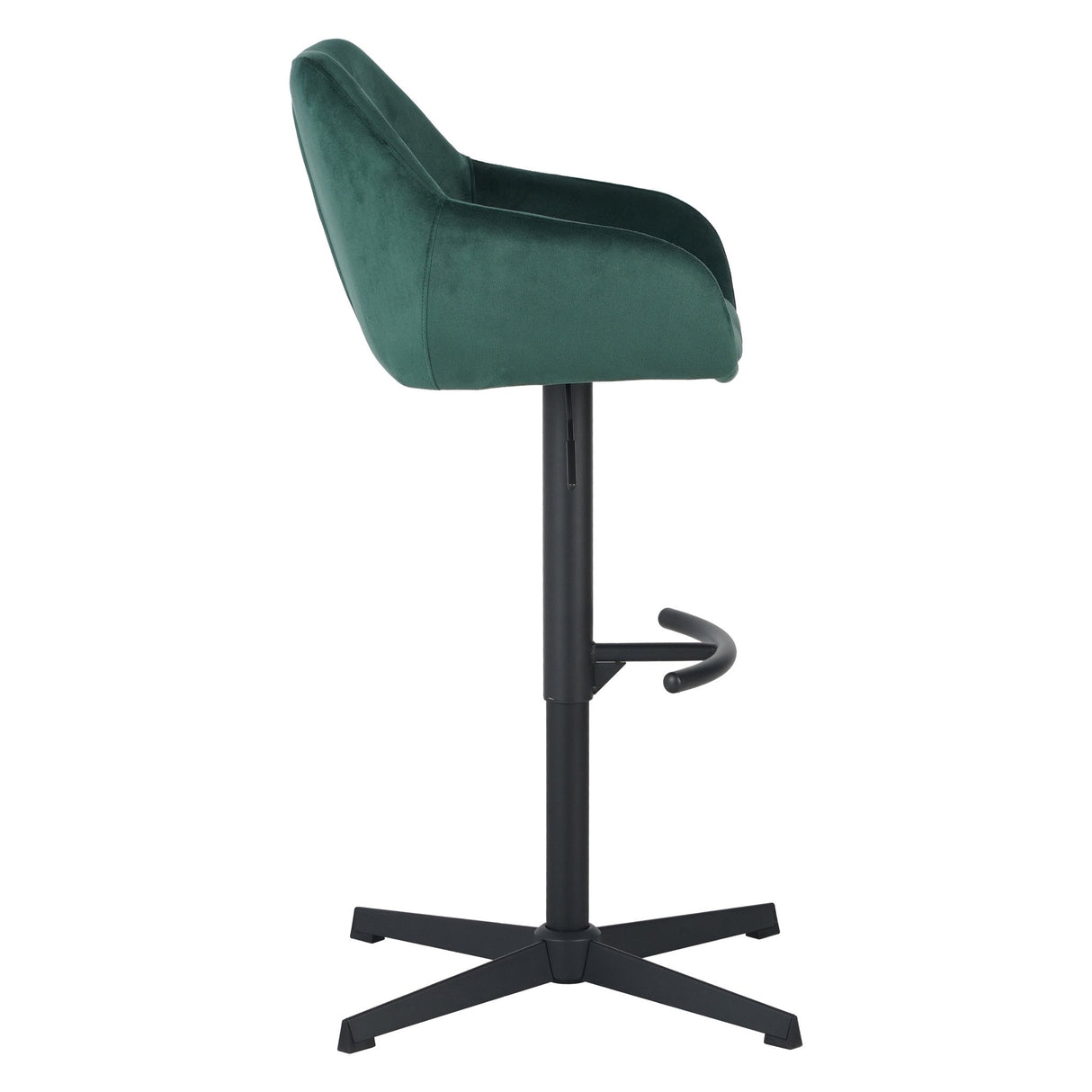 Venom Bar Stool Green Velvet - adjustable rotating bar seat with armrest