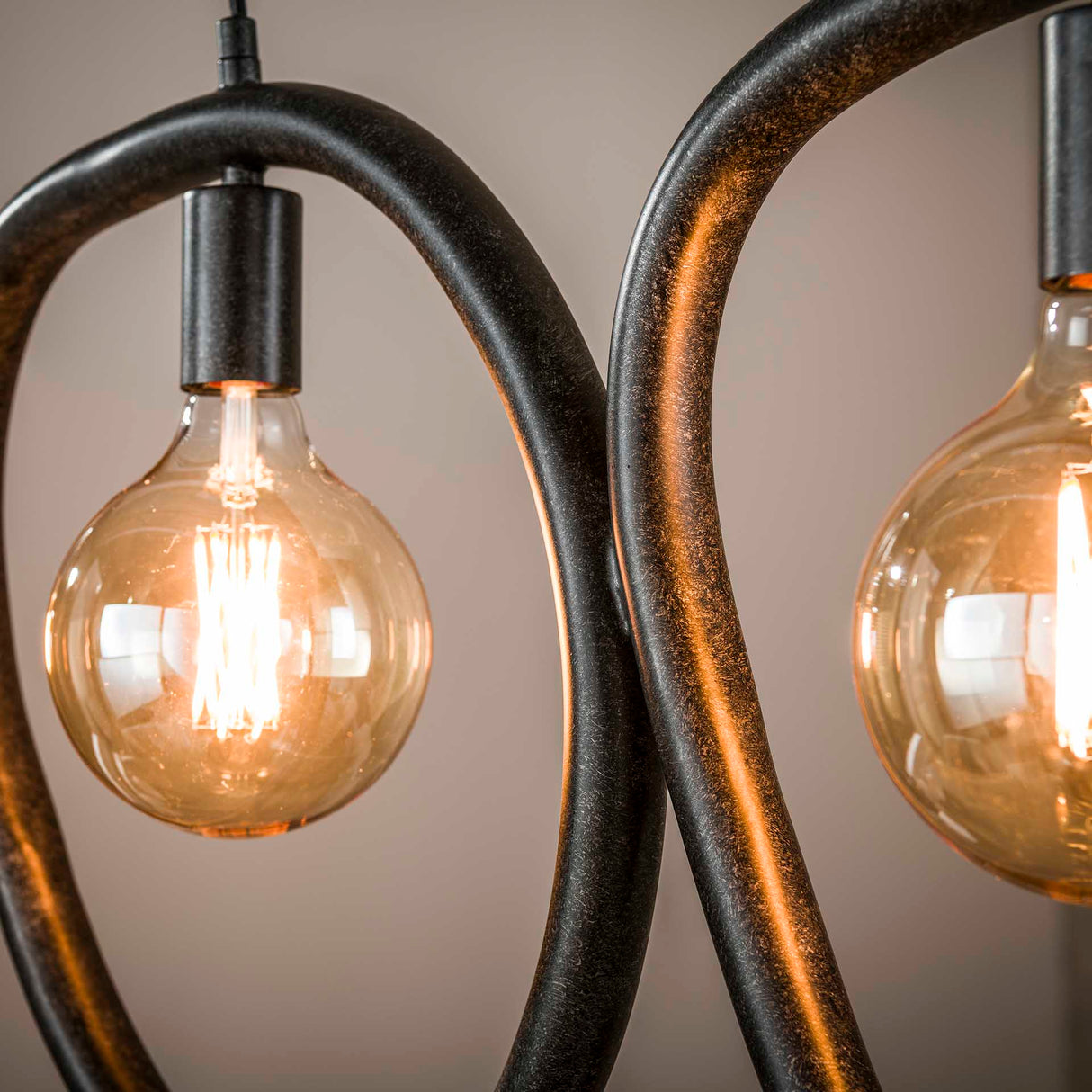 Pendant Lamp Nova 4-lights Black Metal 140 cm