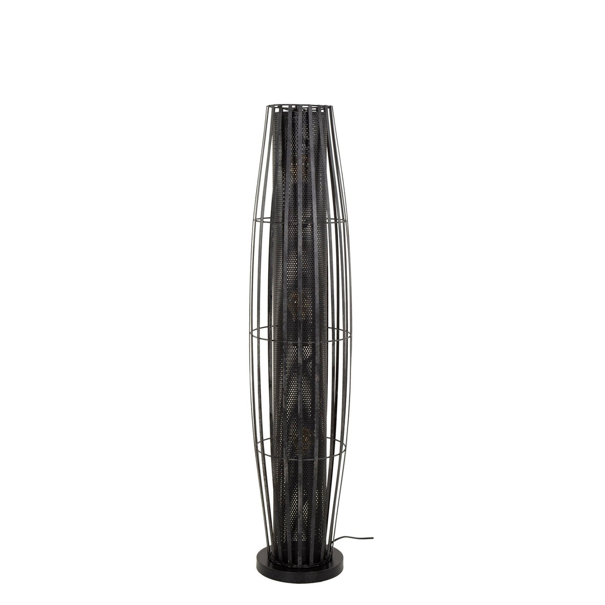 Floor lamps - Floor lamp Liora 3 - light cylinder mesh black 120 cm - Dimehouse