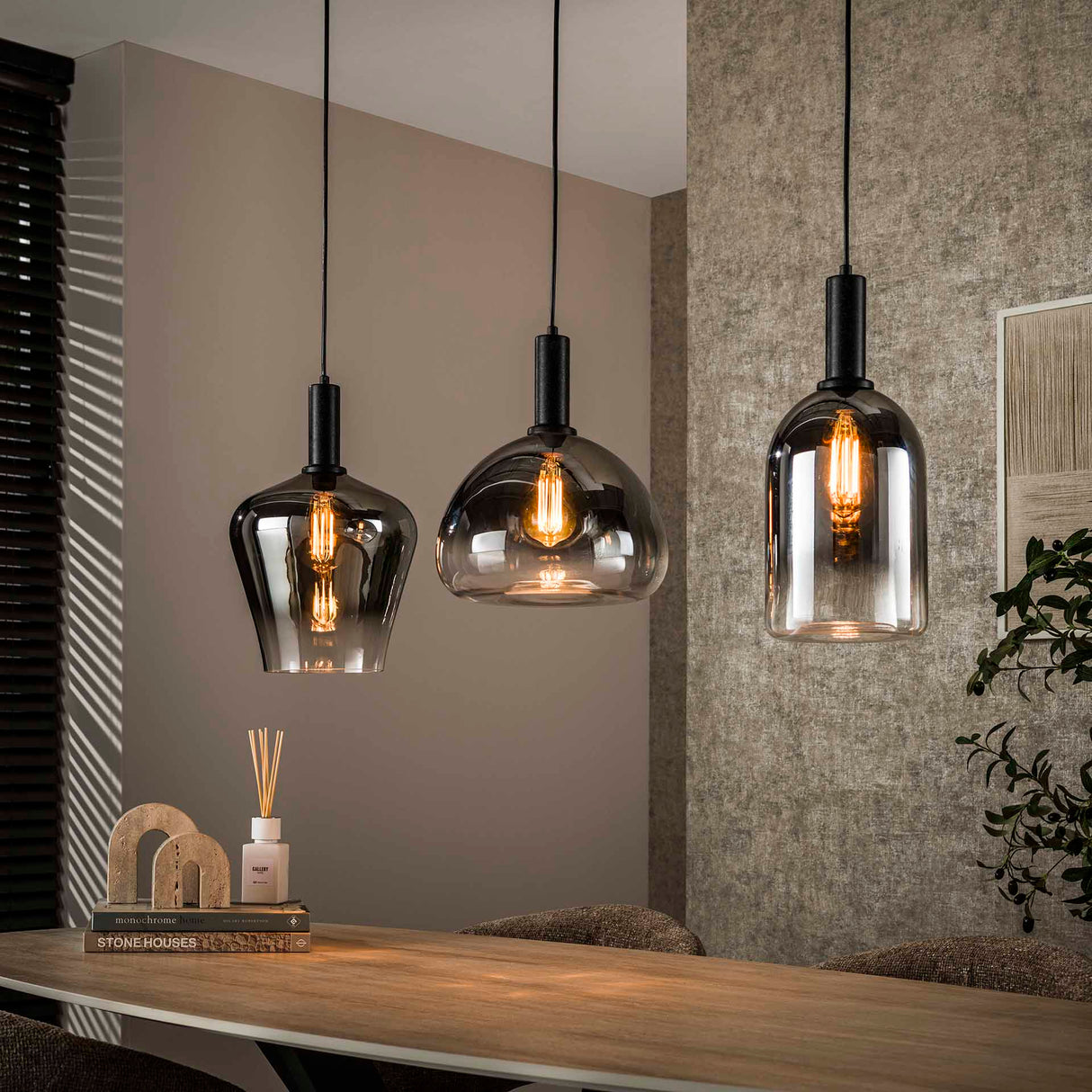 Pendant lamp Nexus 3-lights Black Metal 105 cm