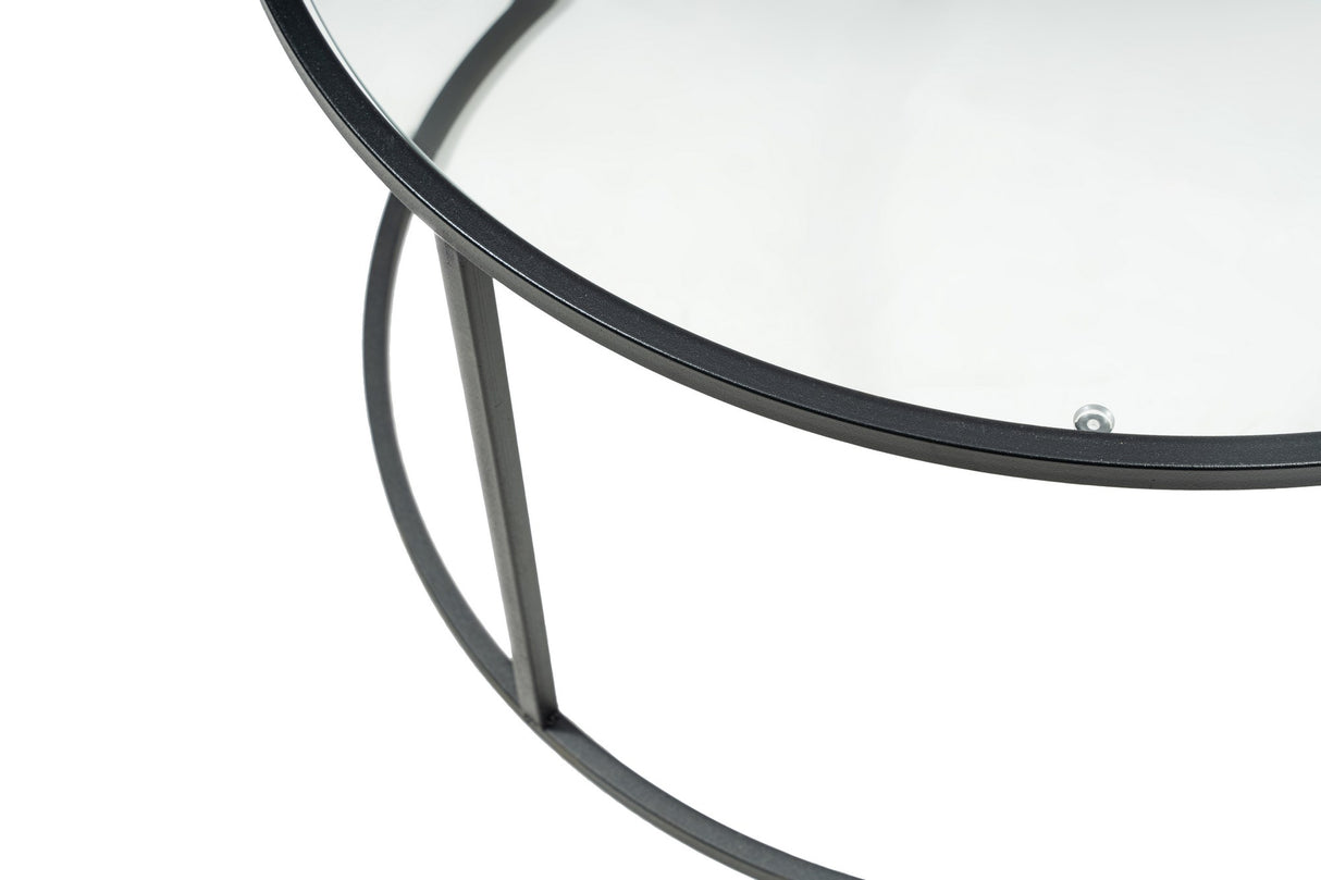 Coffee Table Glass Round 80 cm Barlin - Black Frame