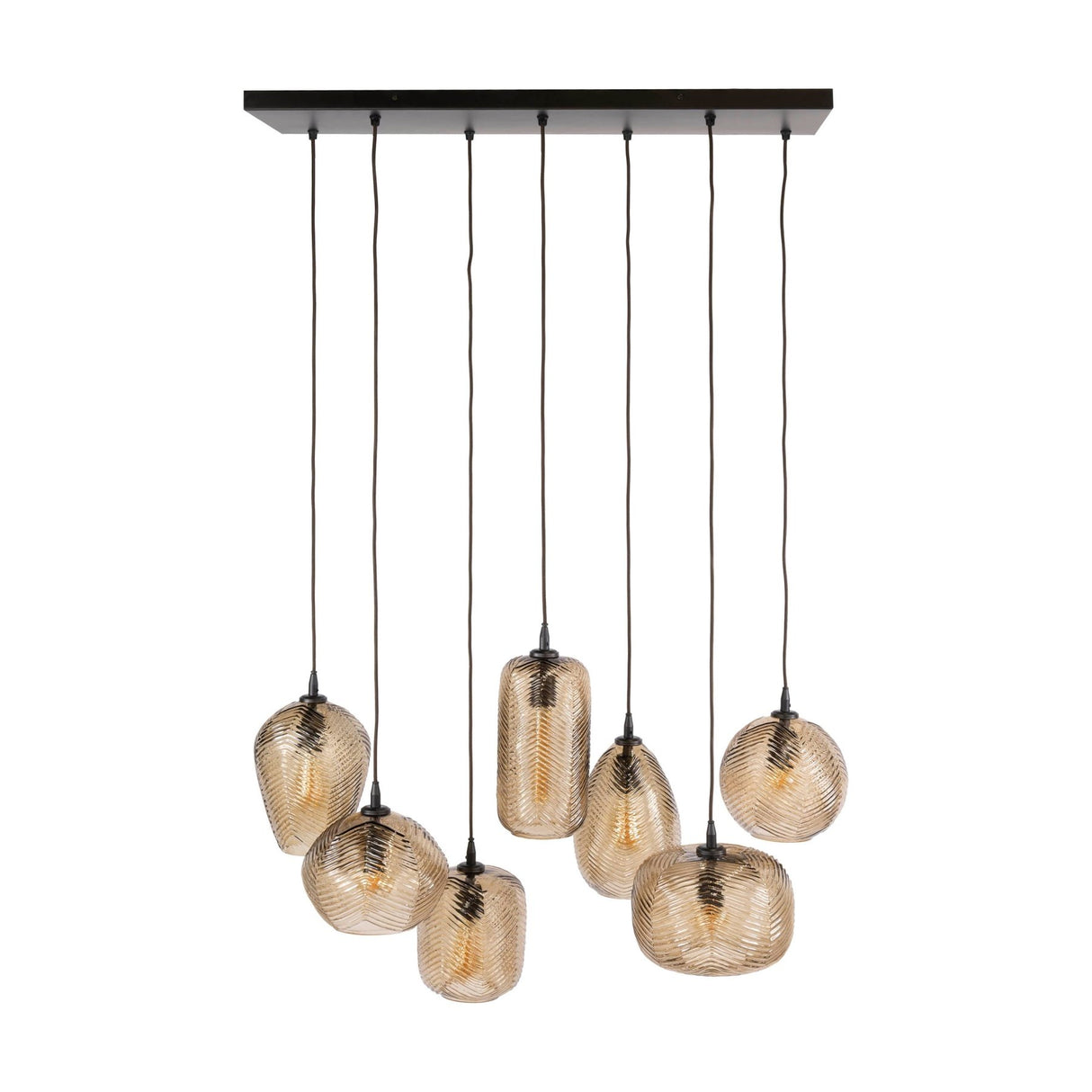 Hanglampen - Hanglamp 7 - lichts bruin reliëf glas Chen - Dimehouse