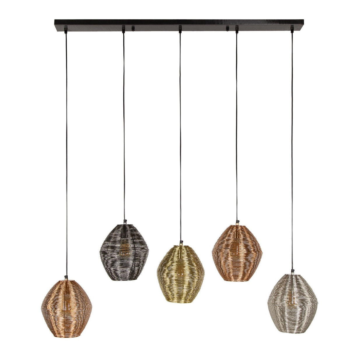 Wez pendant lamp 5-light colored nickel