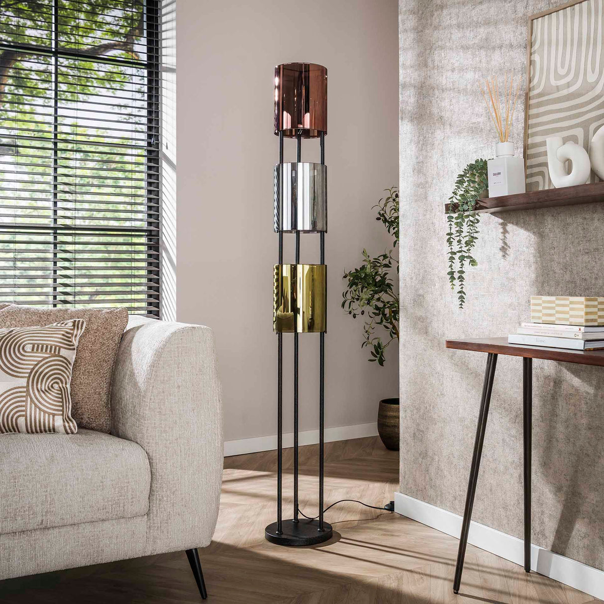 Floor Lamp Nox 3-lights Black Metal 175 cm
