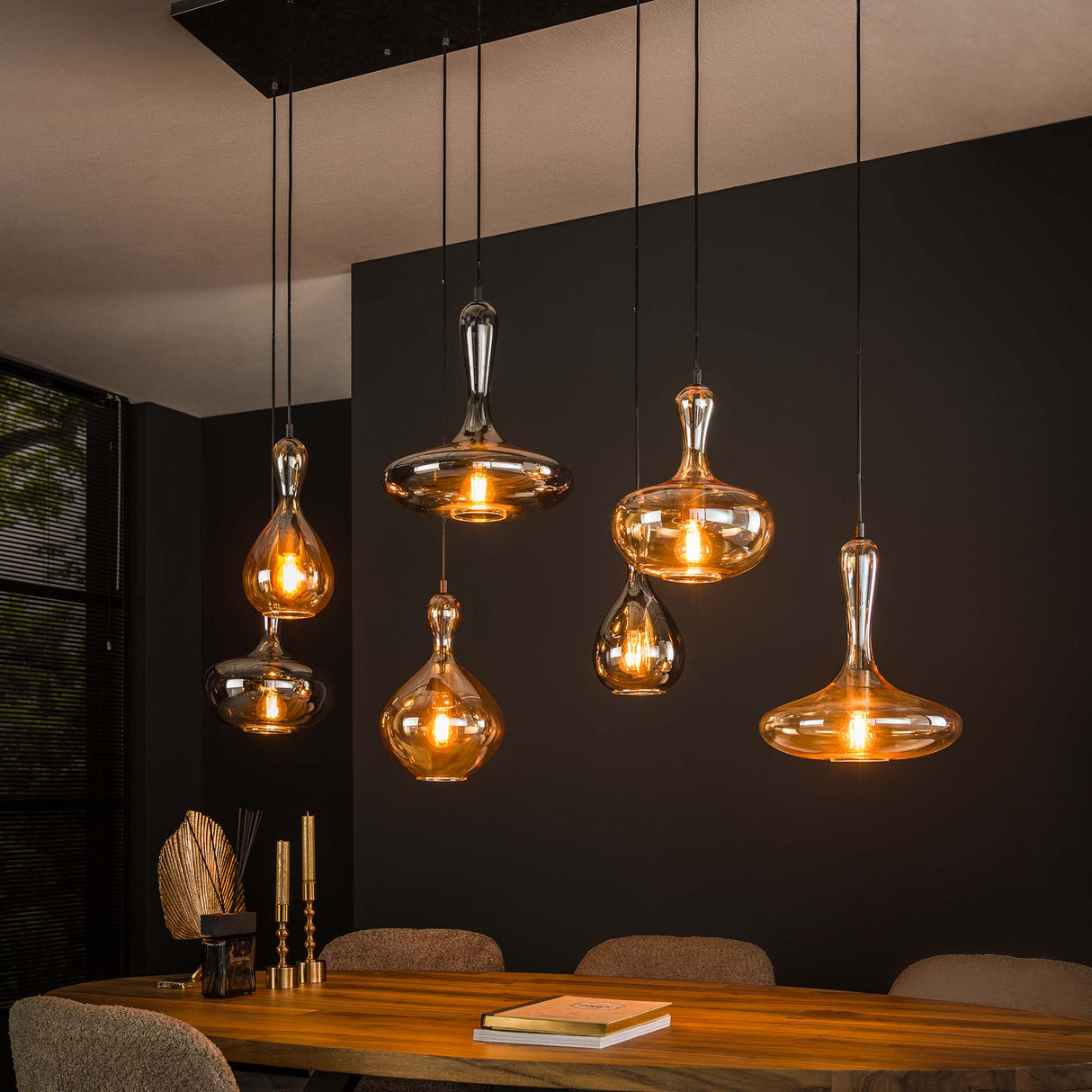 Modern Pendant Lamp Glass Tiered Lessy 7-Lights Artic