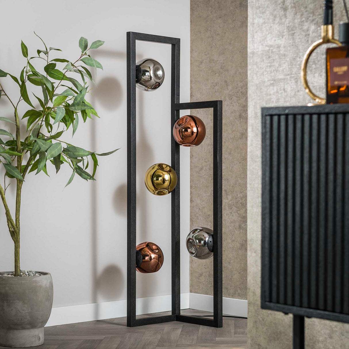 Industrial Floor Lamp Ada 5-lights Colored Glass Corner