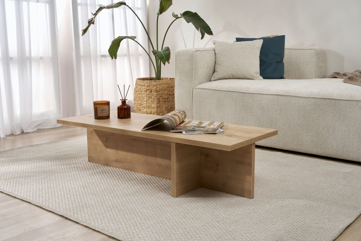 Rectangular coffee table Portland oak melamine 120x45x30 cm
