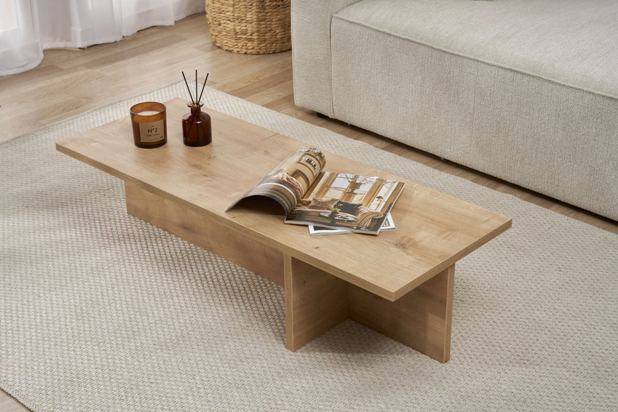 Rectangular coffee table Portland oak melamine 120x45x30 cm