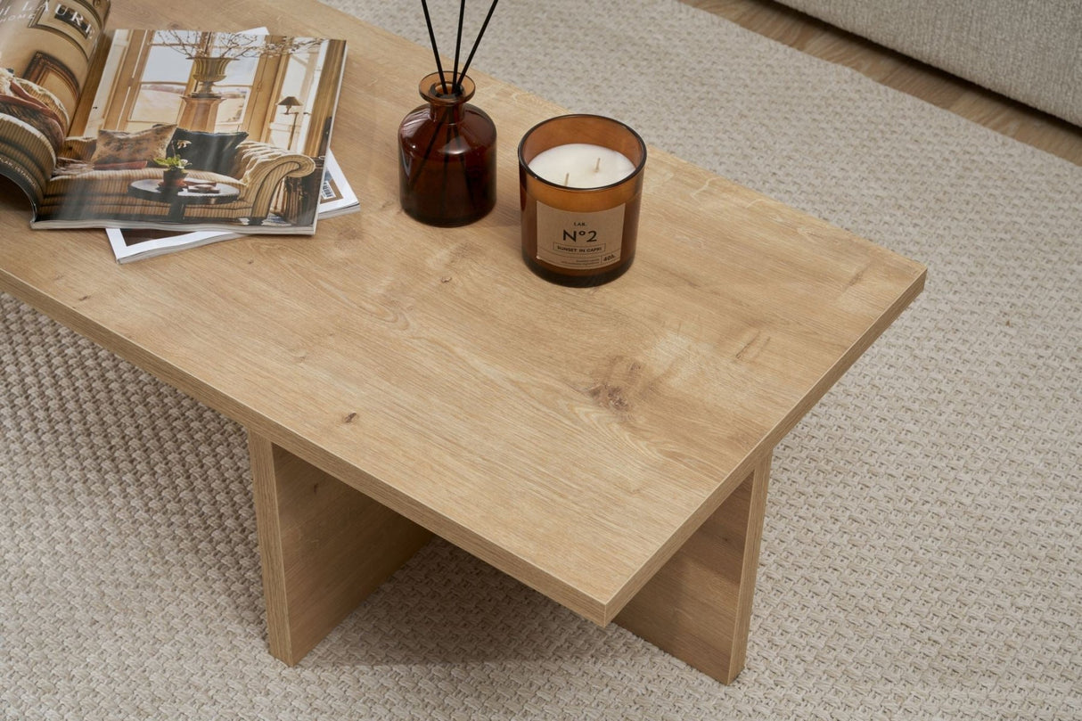 Rectangular coffee table Portland oak melamine 120x45x30 cm
