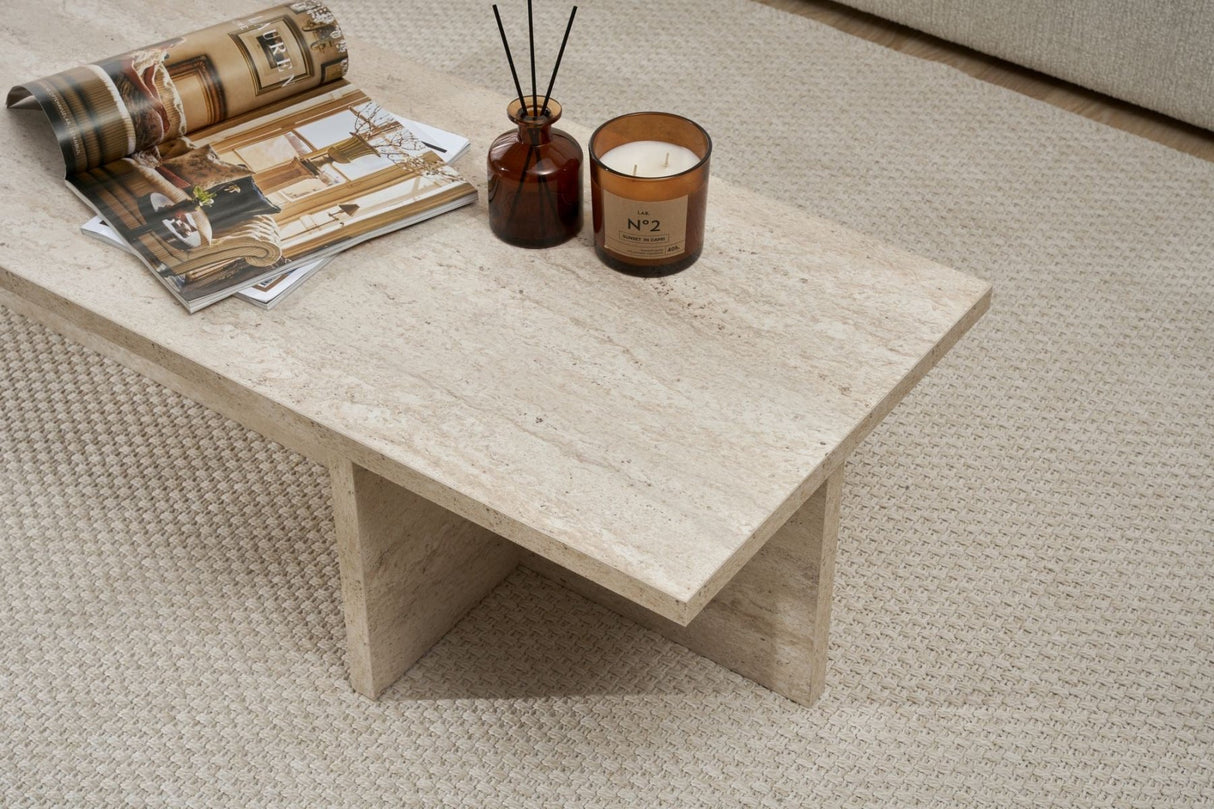 Rectangular coffee table Portland travertine melamine 120x45x30 cm