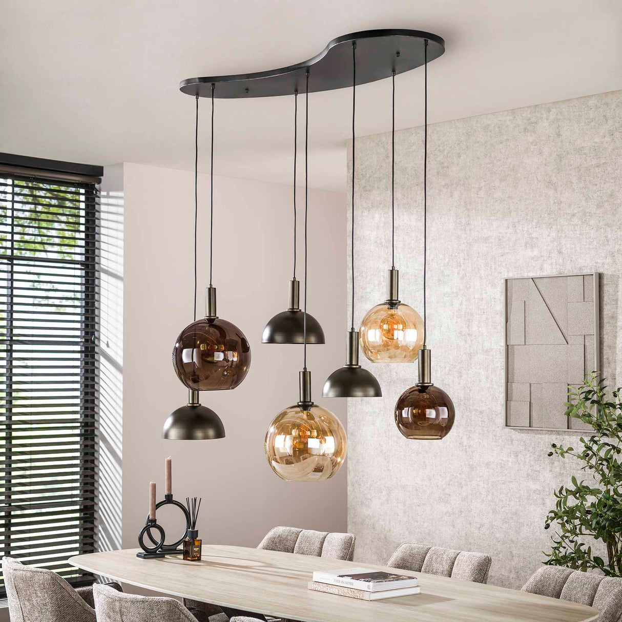 Cluster Pendant Lamp Sienna 7-lights – Brown