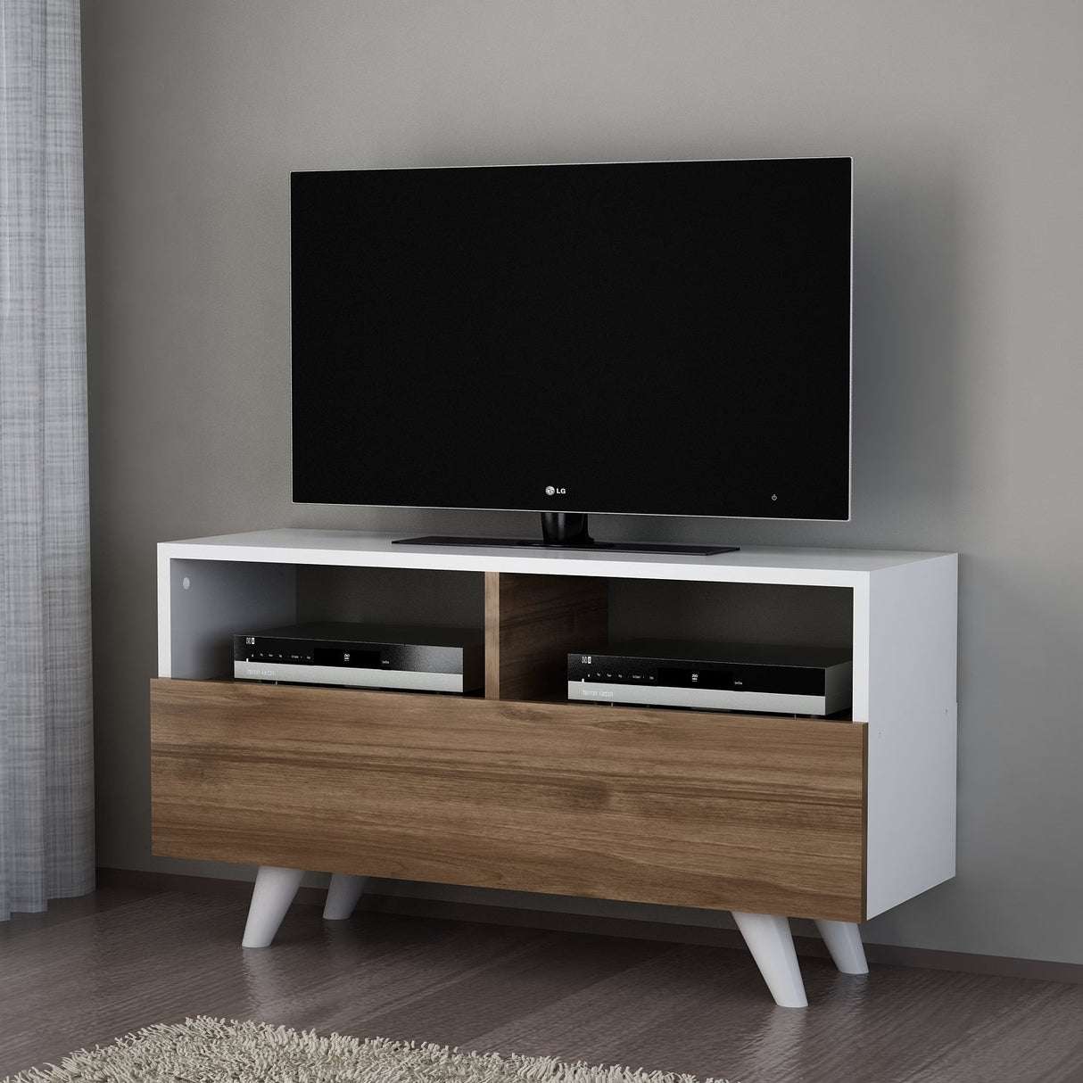 TV furniture novella white walnut melamine 90x50.6x29.5 cm