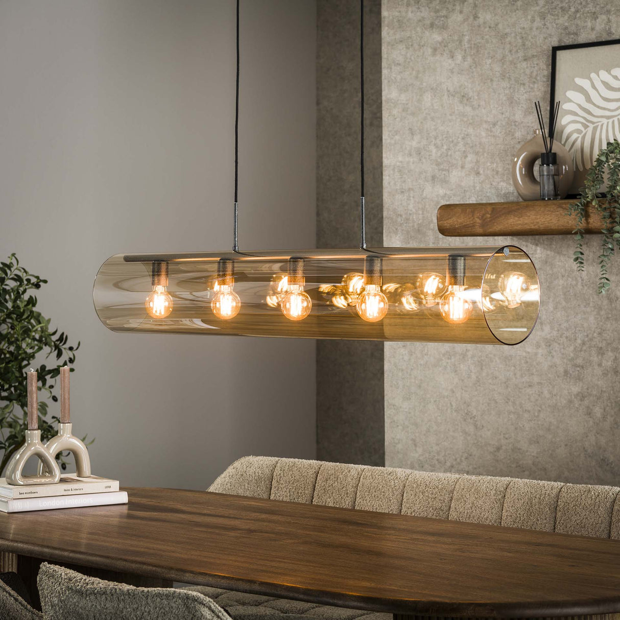 Hanglampen - Hanglamp Cai 5 - lichts amber glas - Dimehouse