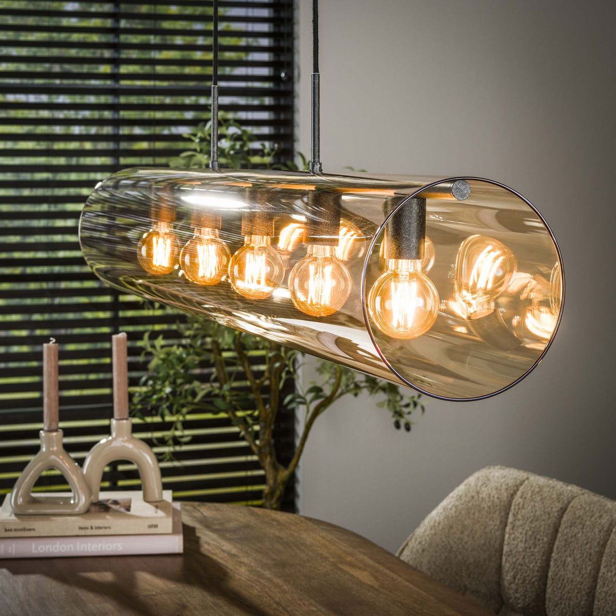 Hanglampen - Hanglamp Cai 5 - lichts amber glas - Dimehouse