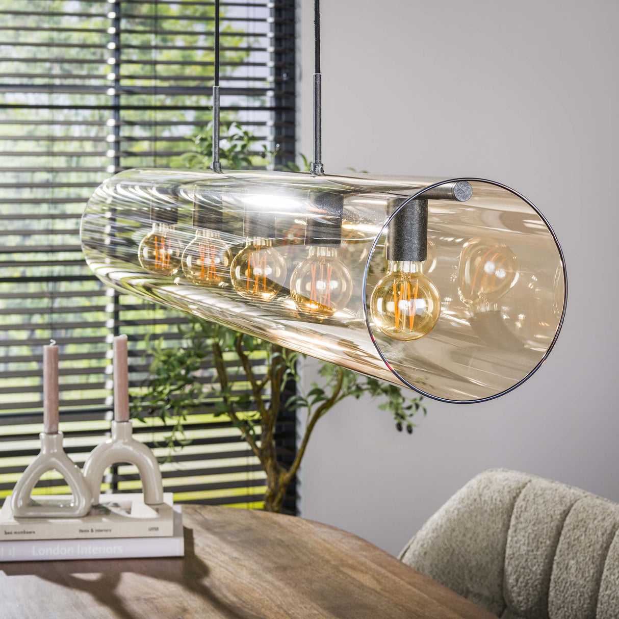 Hanglampen - Hanglamp Cai 5 - lichts amber glas - Dimehouse