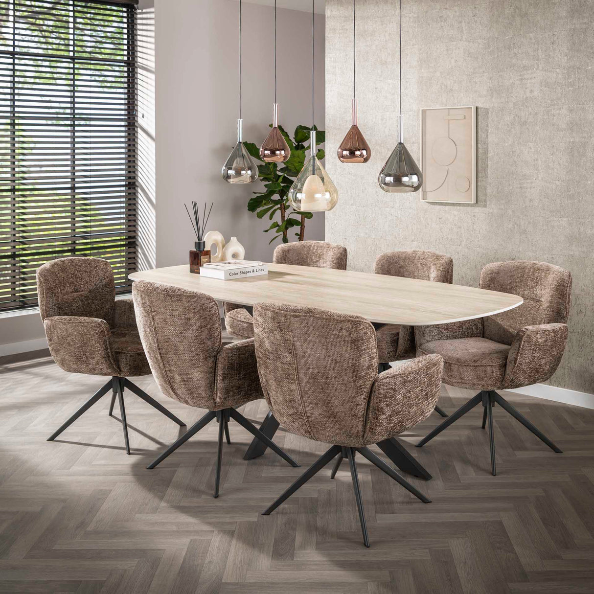 Noxen 5-light hanging lamp black 123 cm