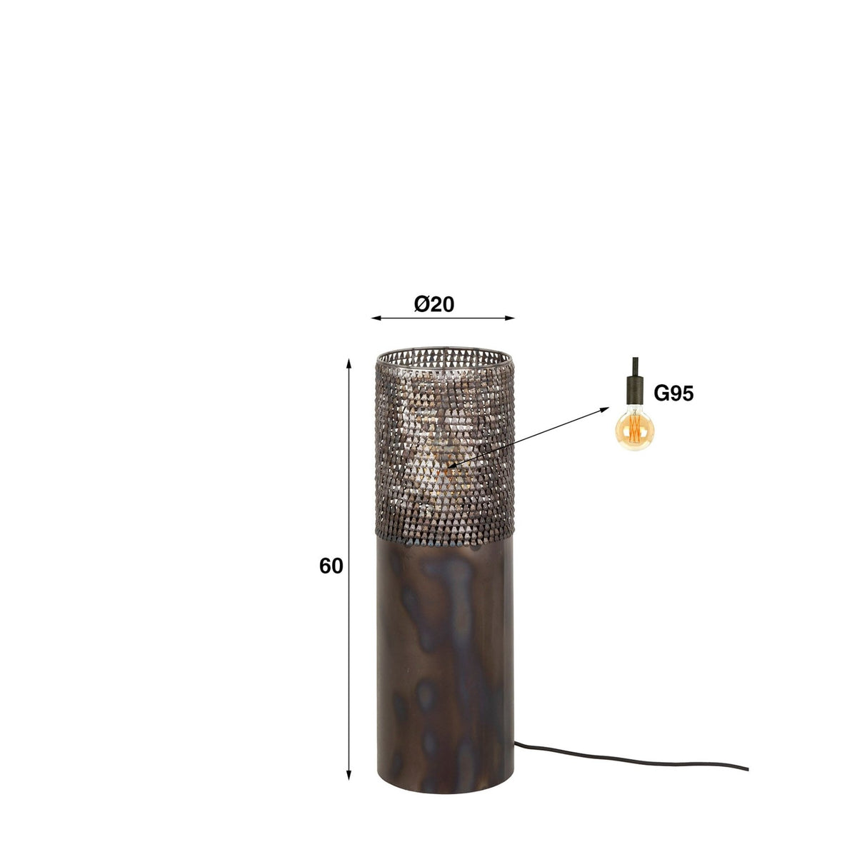 Floor lamp cylinder Brick 60 cm black brown