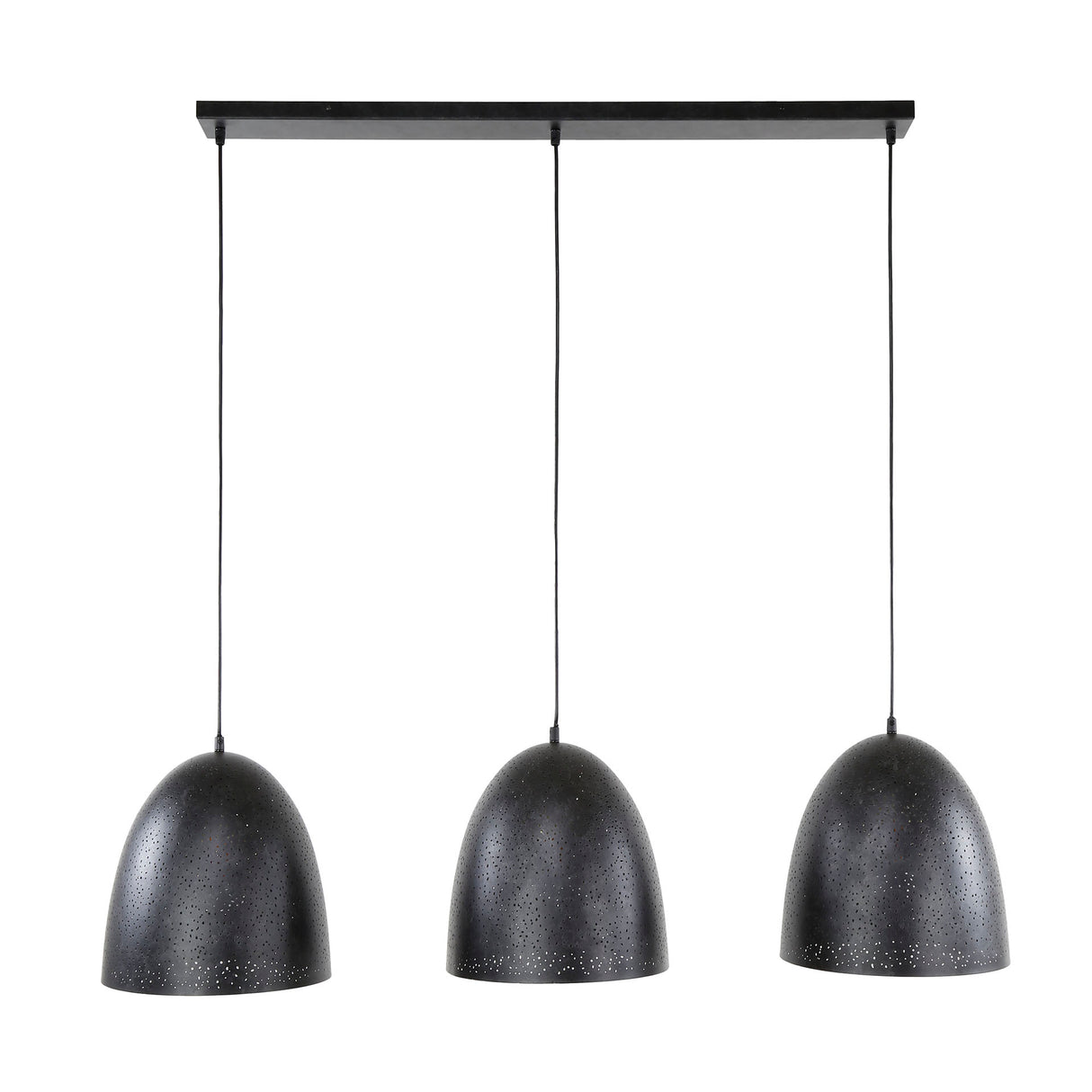 Industrial Hanging Lamp Kylian 3-light Metal Black