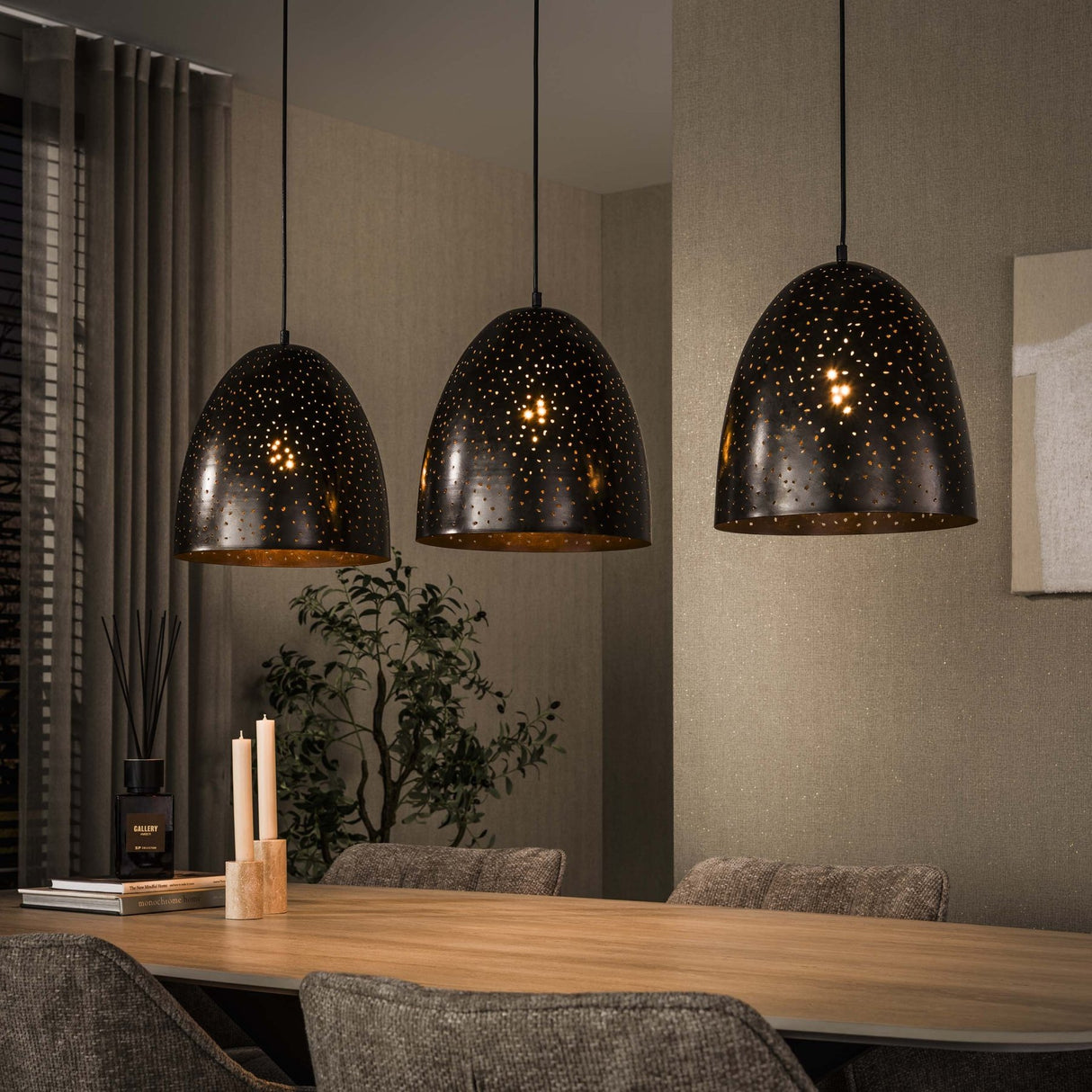 Hanglampen - Industriële Hanglamp Kylian 3 - lichts Metaal Bruin - Dimehouse