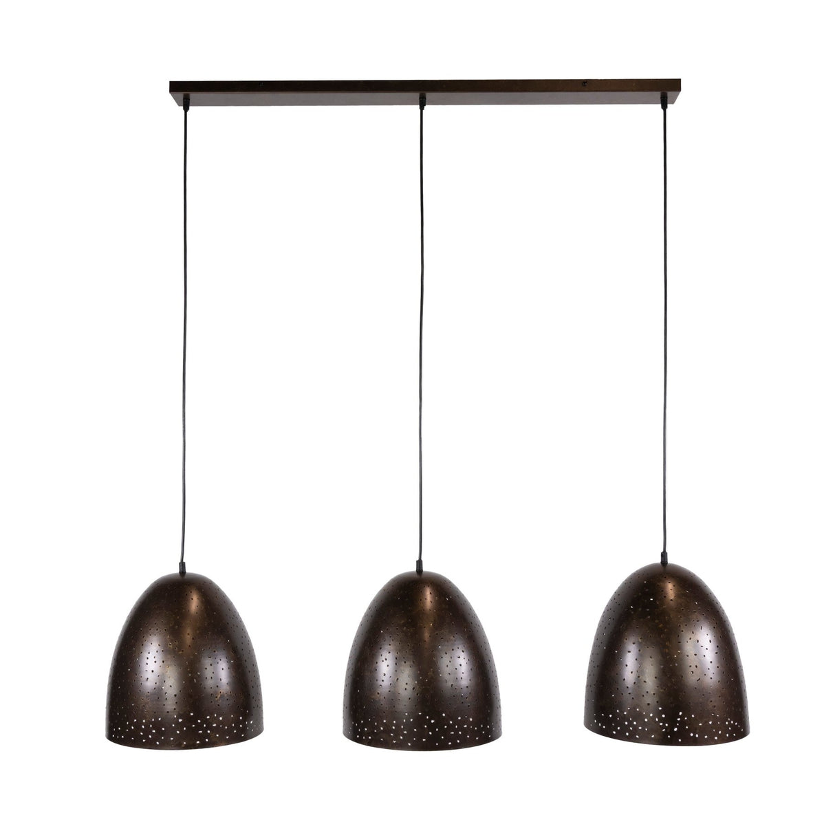 Industrial Hanging Lamp Kylian 3-light Metal Black