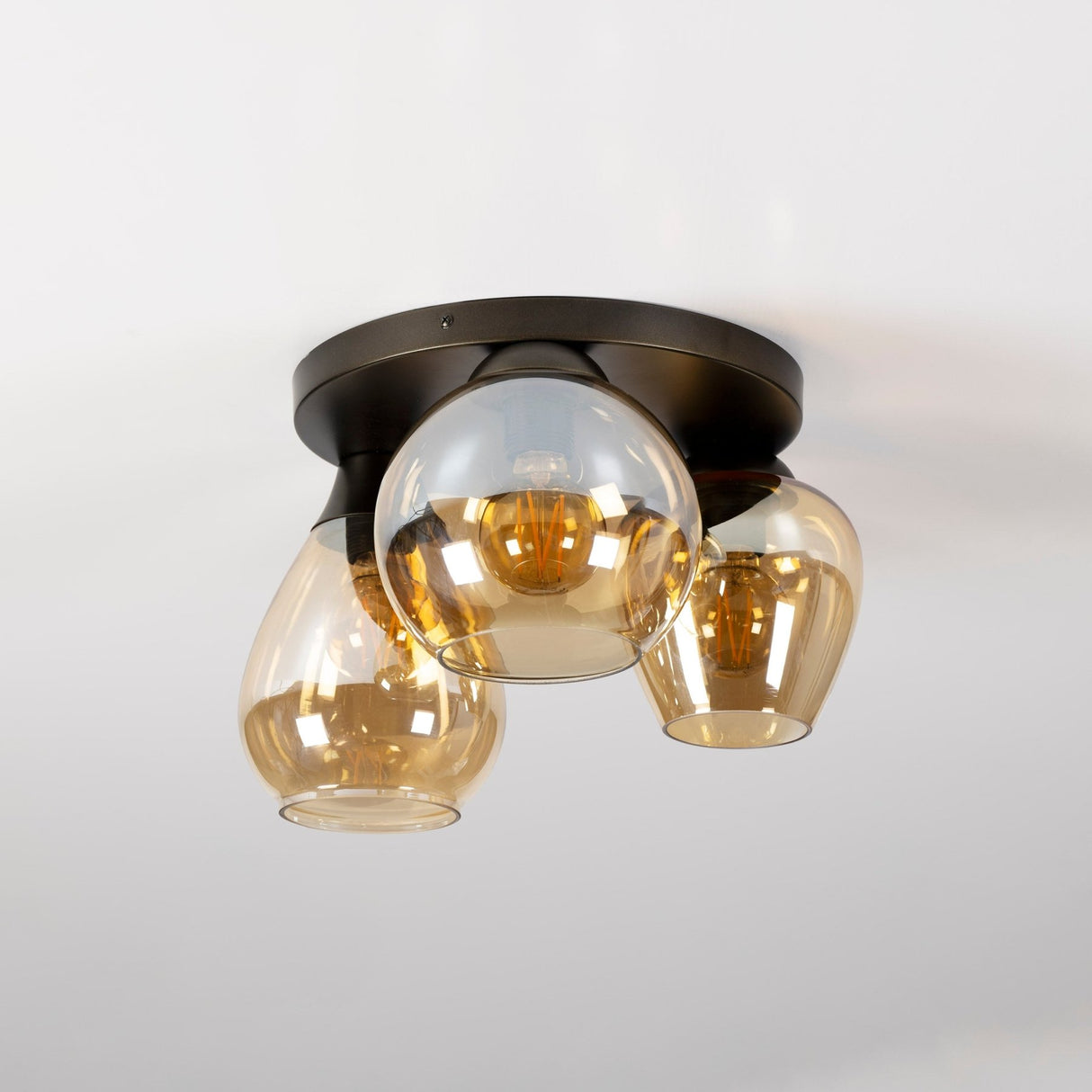 Modern ceiling lamp 3-light Felien amber-colored glass