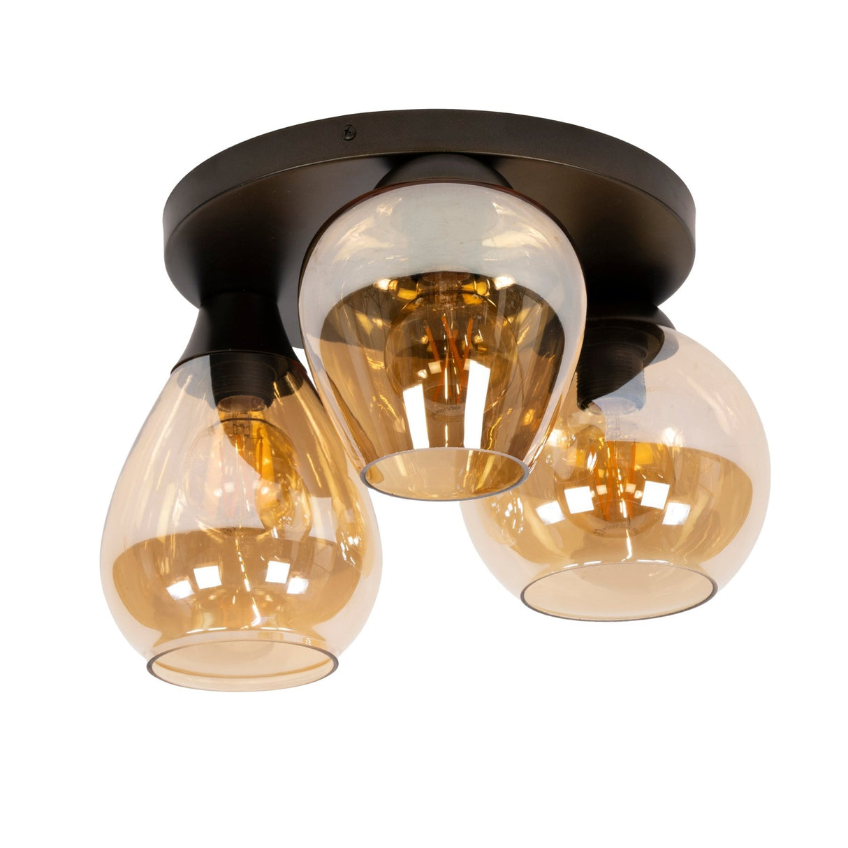 Modern ceiling lamp 3-light Felien amber-colored glass