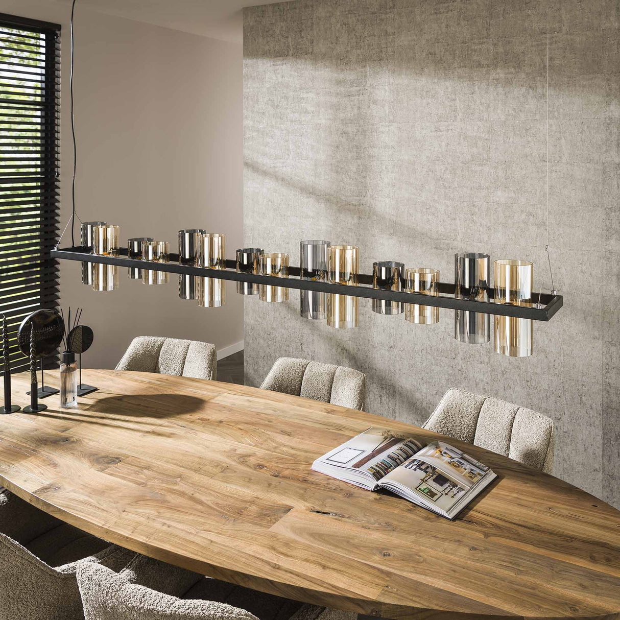 Khai pendant lamp 14-light mixed glass