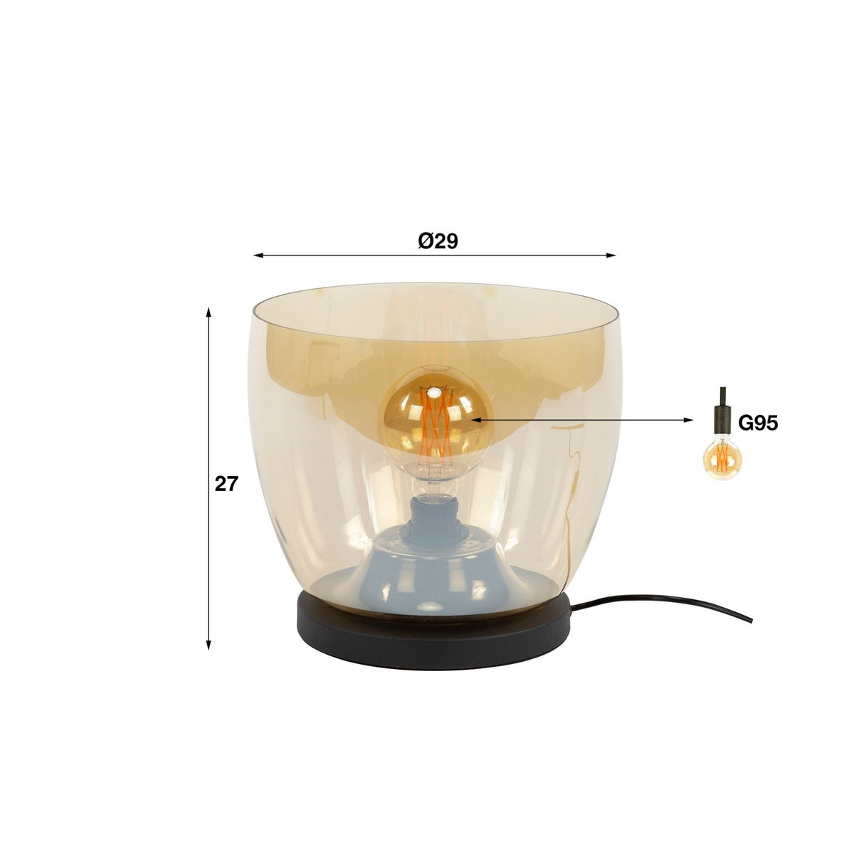 Floor lamp Dain UP L Amber colored glass