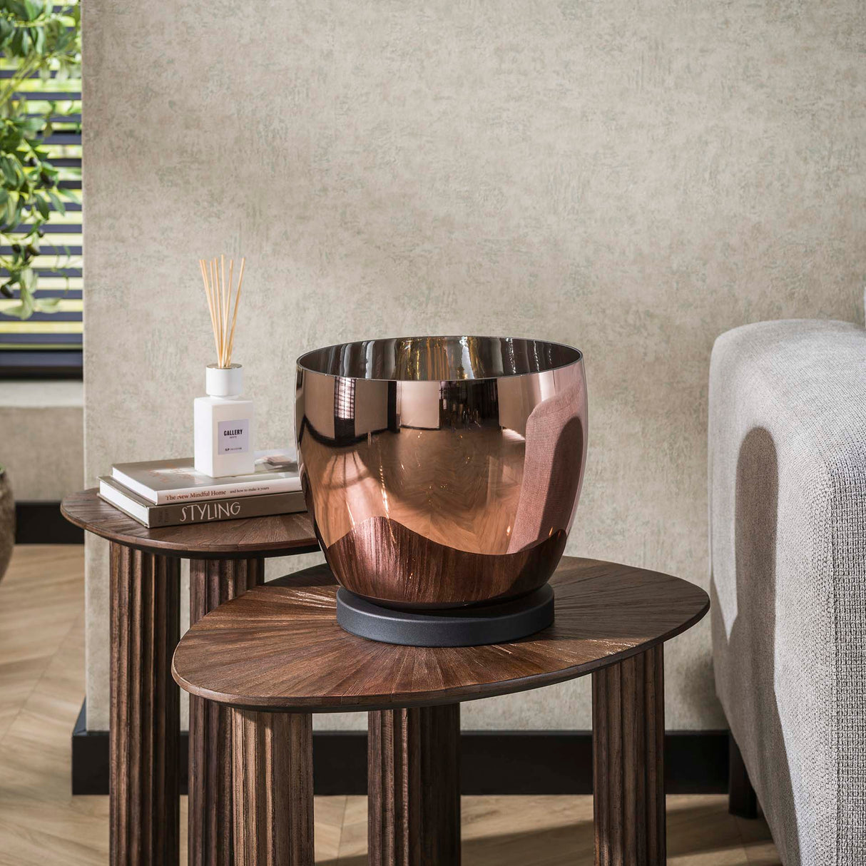 Floor lamp Dain UP L Copper-colored glass