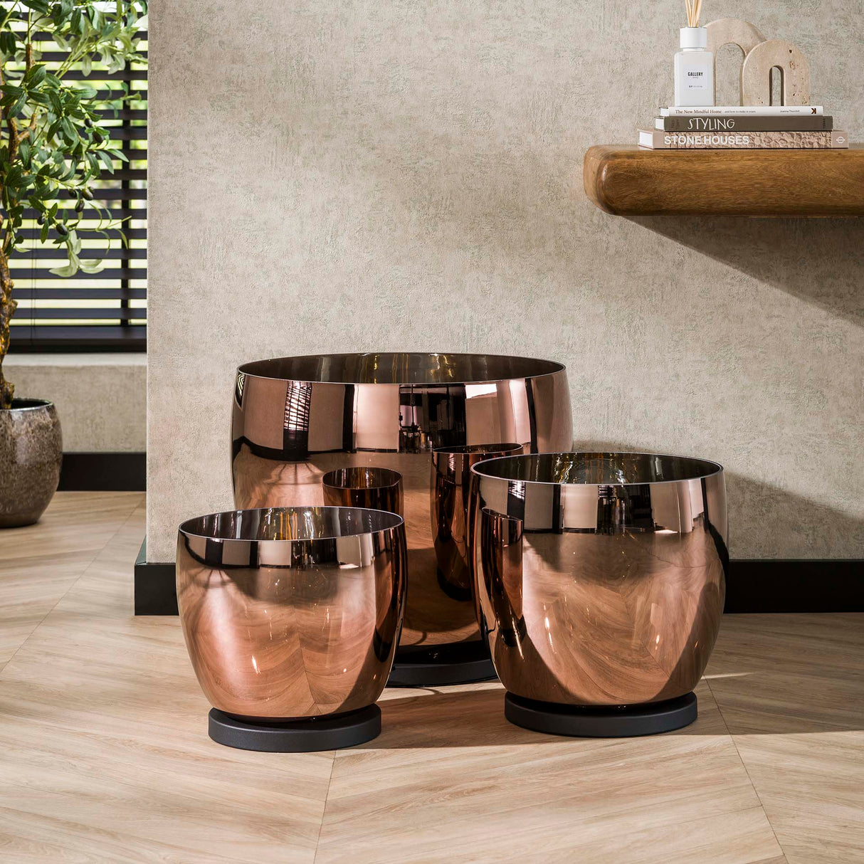 Floor lamp Dain UP XL Copper-colored glass