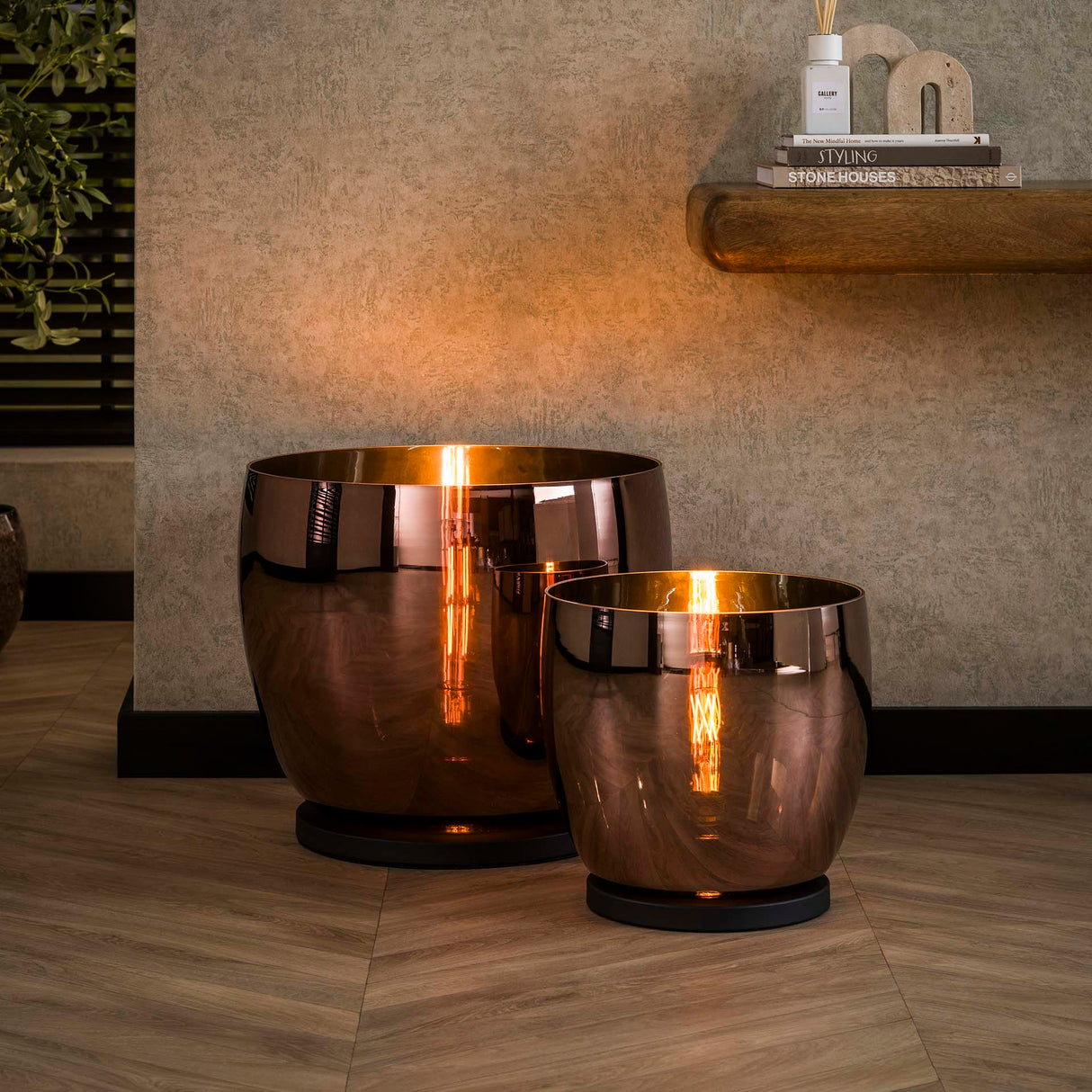 Floor lamp Dain UP XL Copper-colored glass