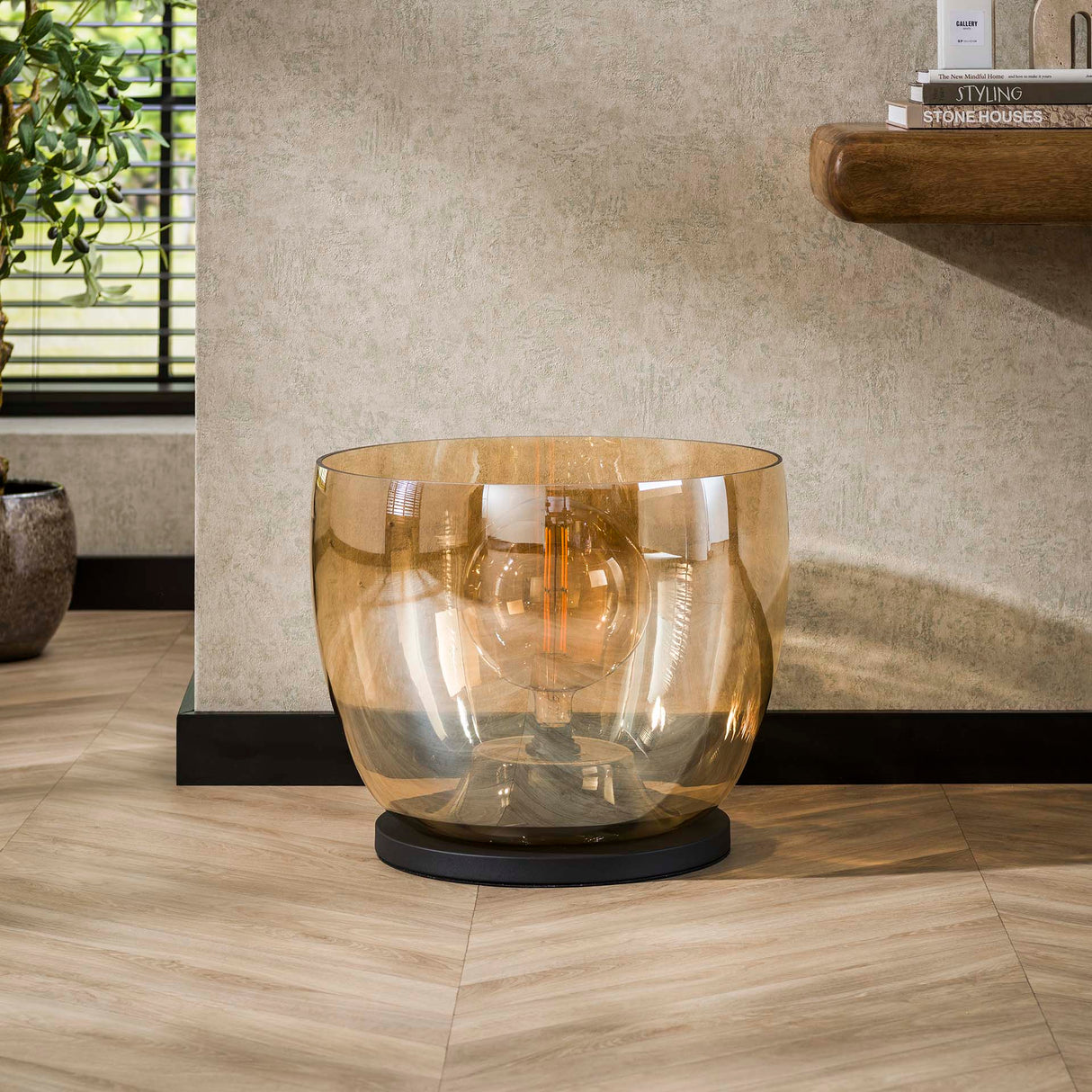 Floor lamp Dain UP XXL Amber colored glass