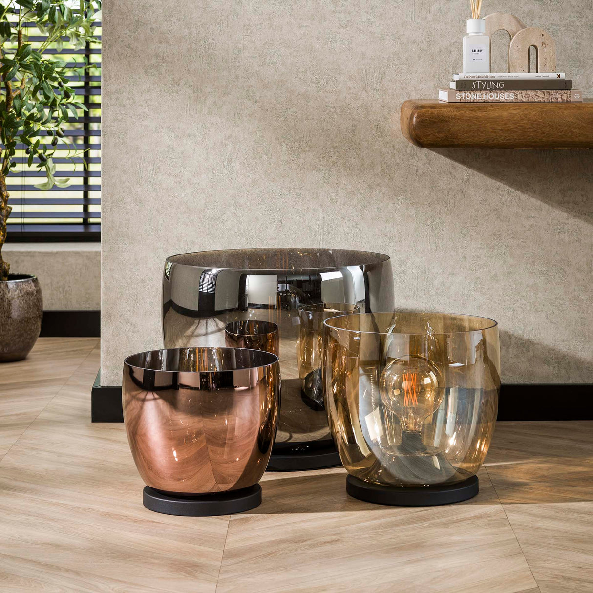 Floor lamp Dain UP XXL Chrome-colored glass