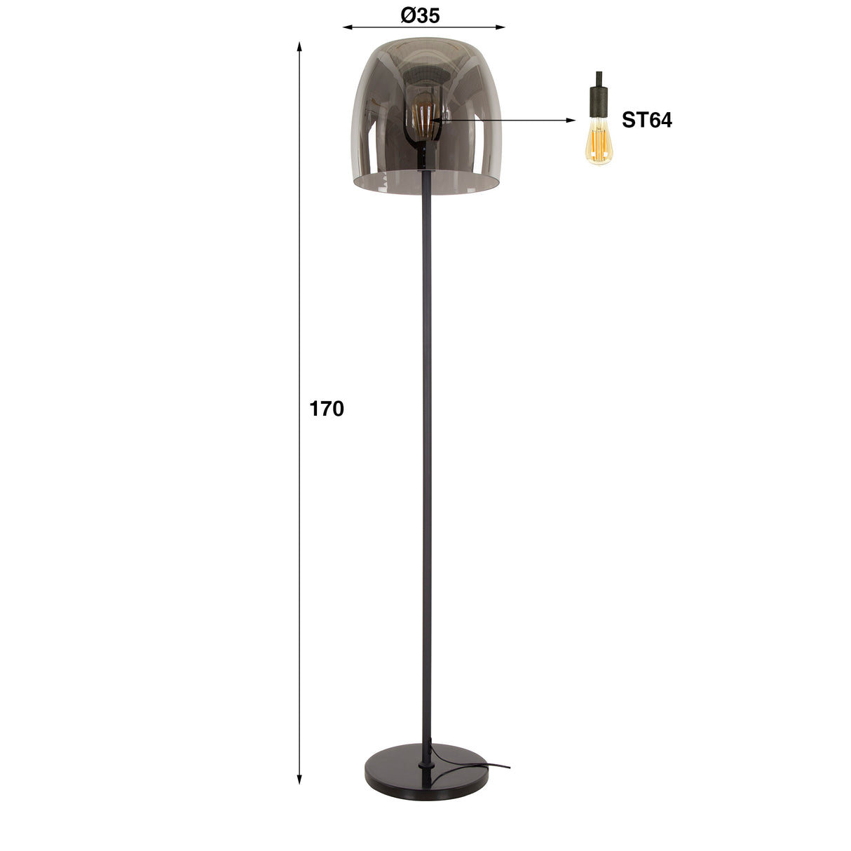 Glass Floor Lamp Dain Chrome Colored