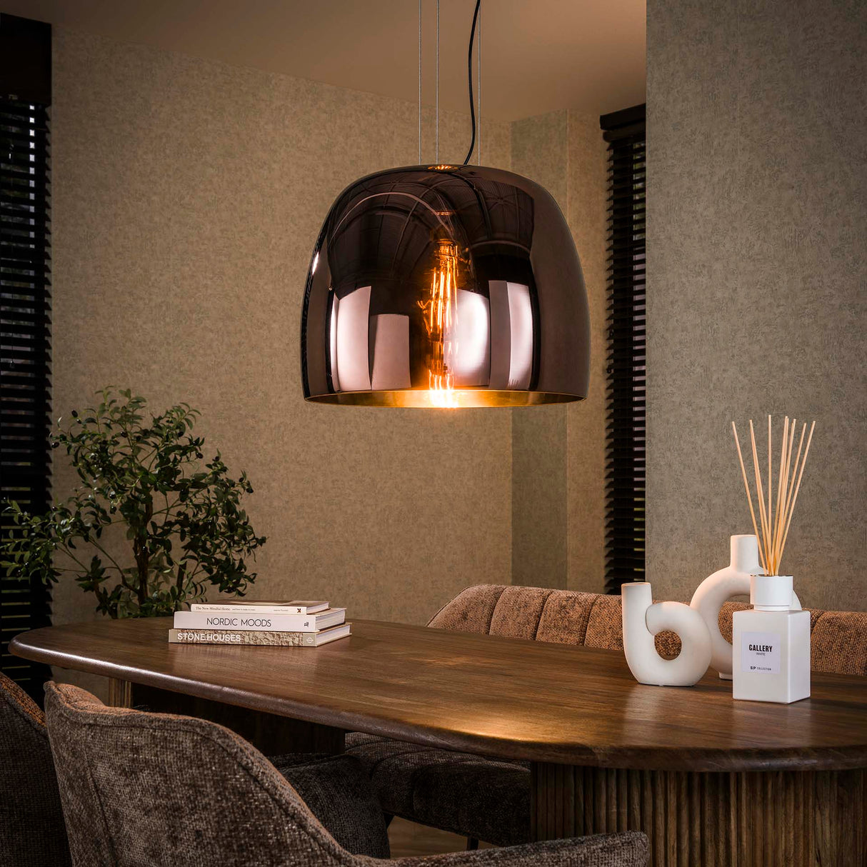 Dain pendant lamp 1-light XL copper-colored glass